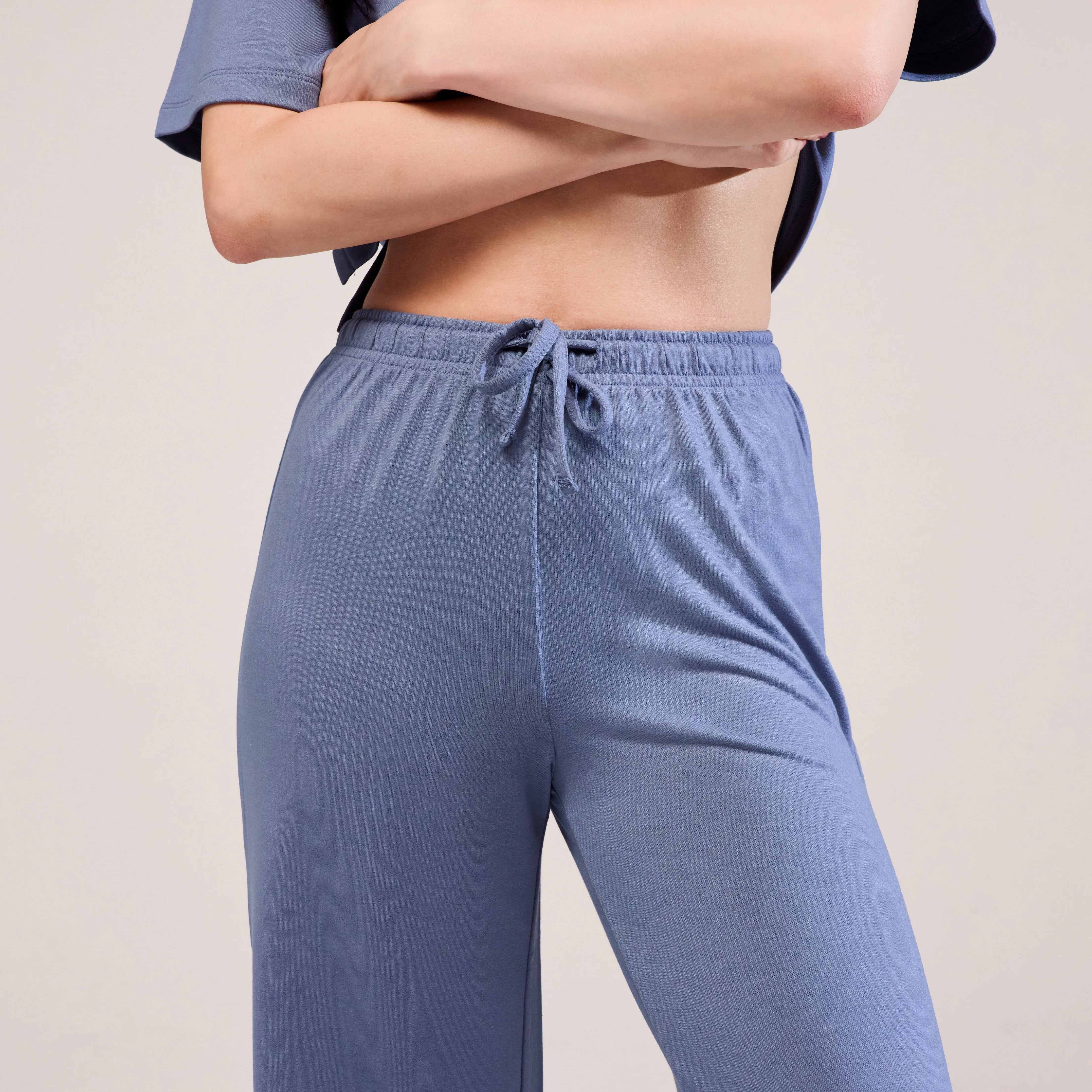 Soft Touch Wide Leg Lounge Set - Ice Blue sold by LOVALL product image thumbnail 4