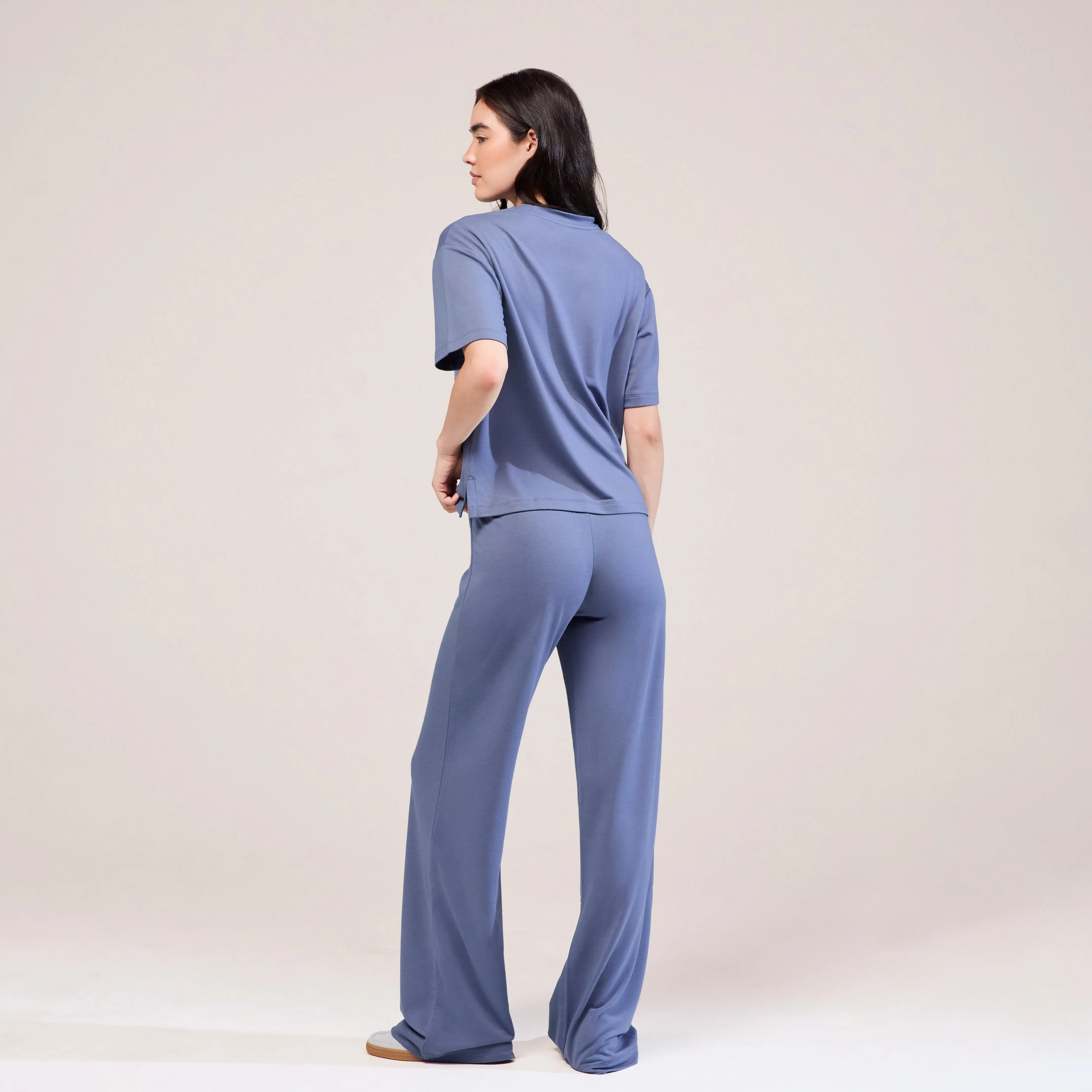 Soft Touch Wide Leg Lounge Set - Ice Blue sold by LOVALL product image thumbnail 3