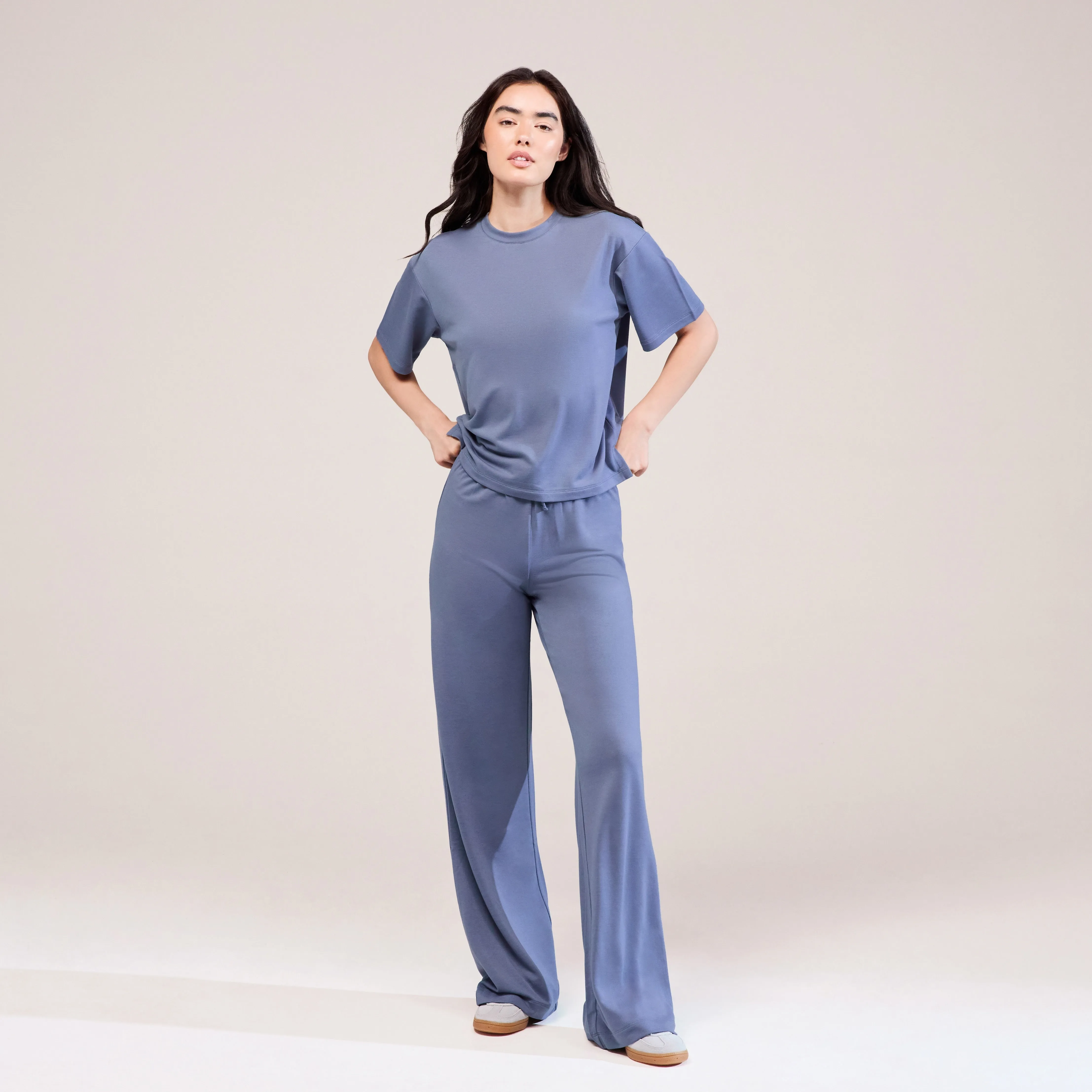 Soft Touch Wide Leg Lounge Set - Ice Blue sold by LOVALL product image thumbnail 2