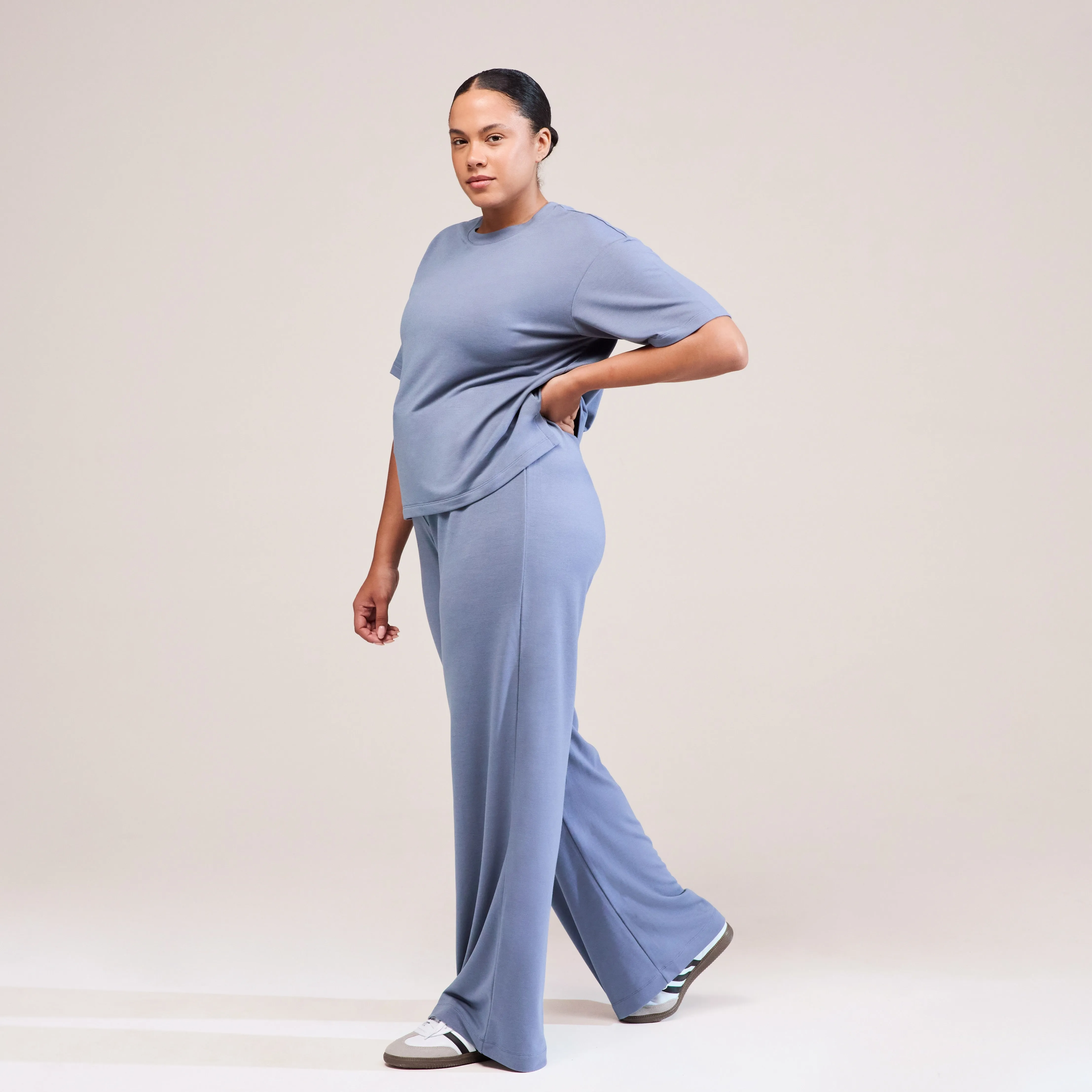 Curve Soft Touch Wide Leg Lounge Set - Ice Blue sold by LOVALL product image thumbnail 5