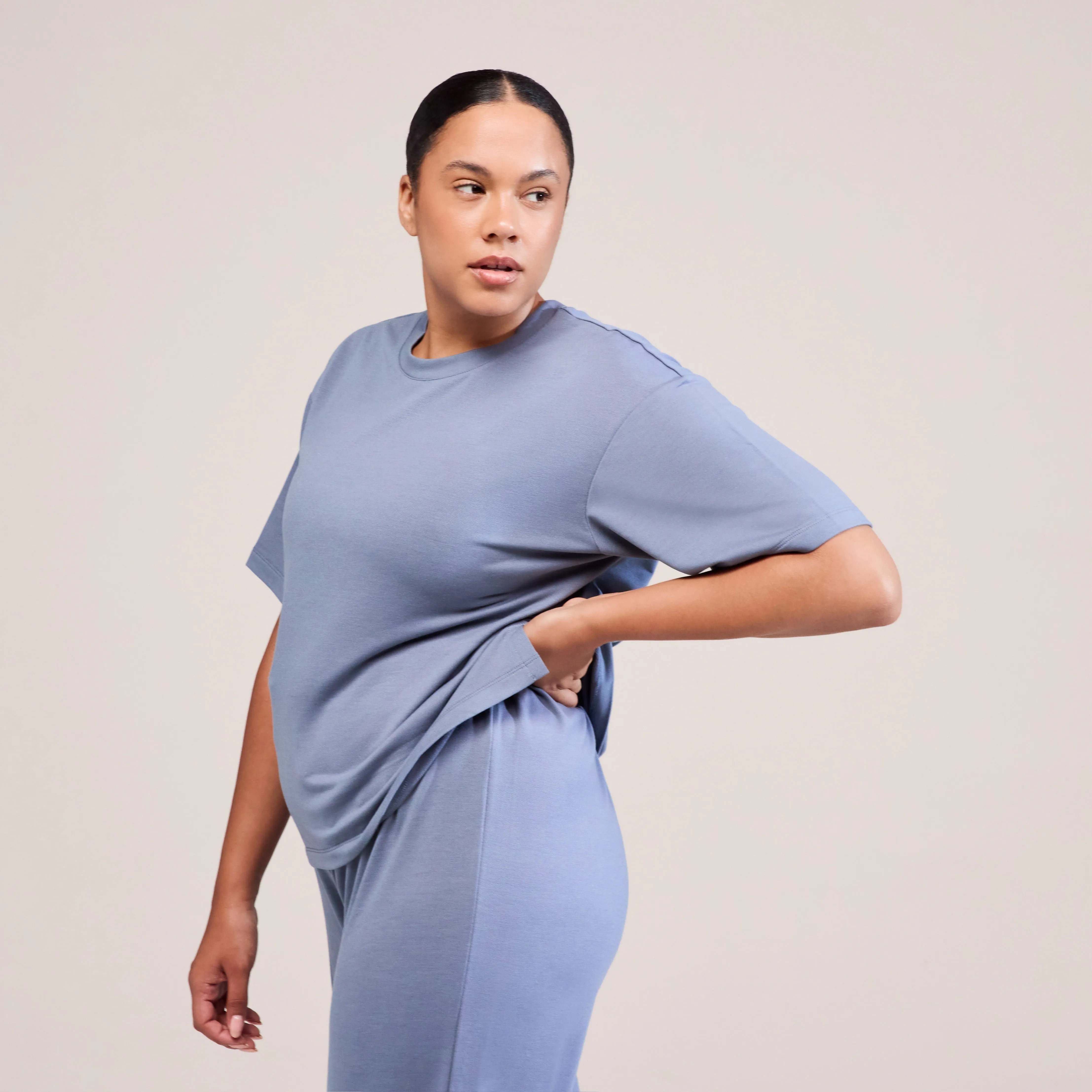 Curve Soft Touch Wide Leg Lounge Set - Ice Blue sold by LOVALL product image thumbnail 4