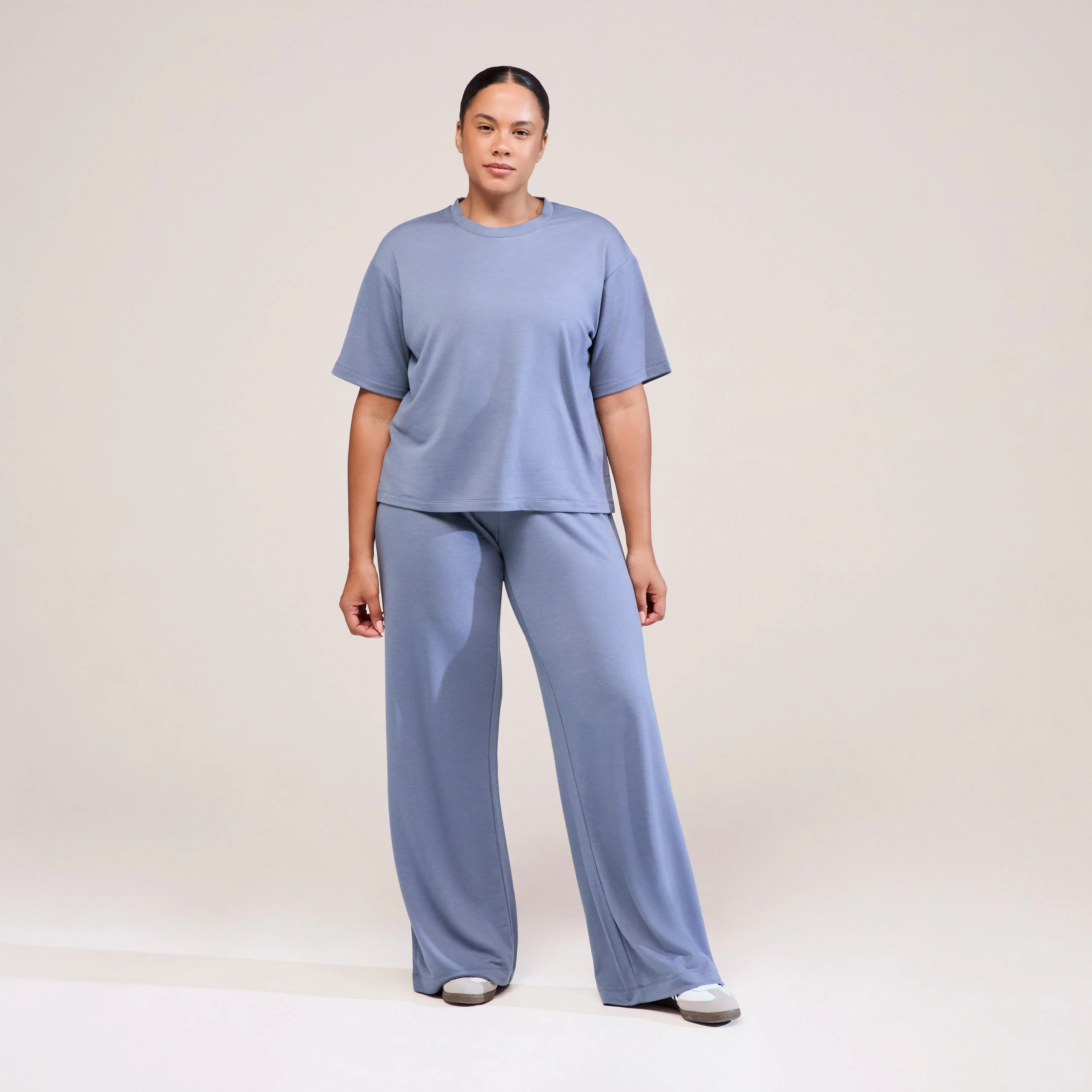 Curve Soft Touch Wide Leg Lounge Set - Ice Blue sold by LOVALL