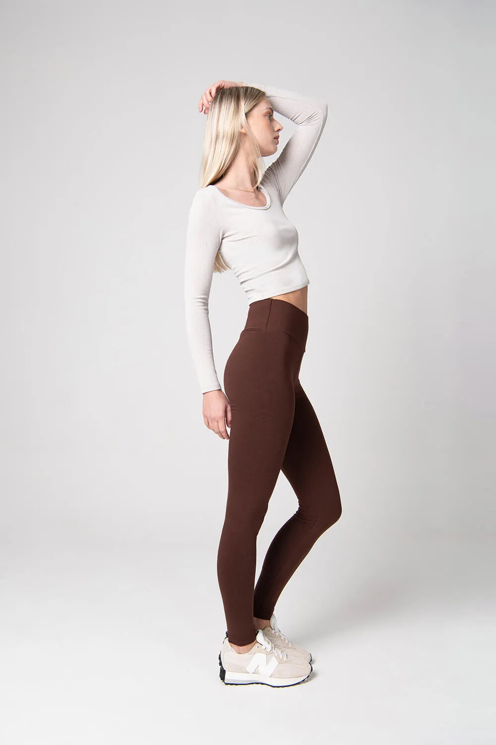 Everyday High Waisted Leggings - Chocolate Brown sold by LOVALL product image thumbnail 4
