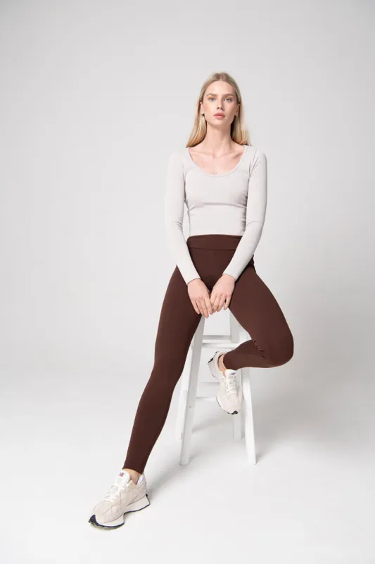 Everyday High Waisted Leggings - Chocolate Brown sold by LOVALL