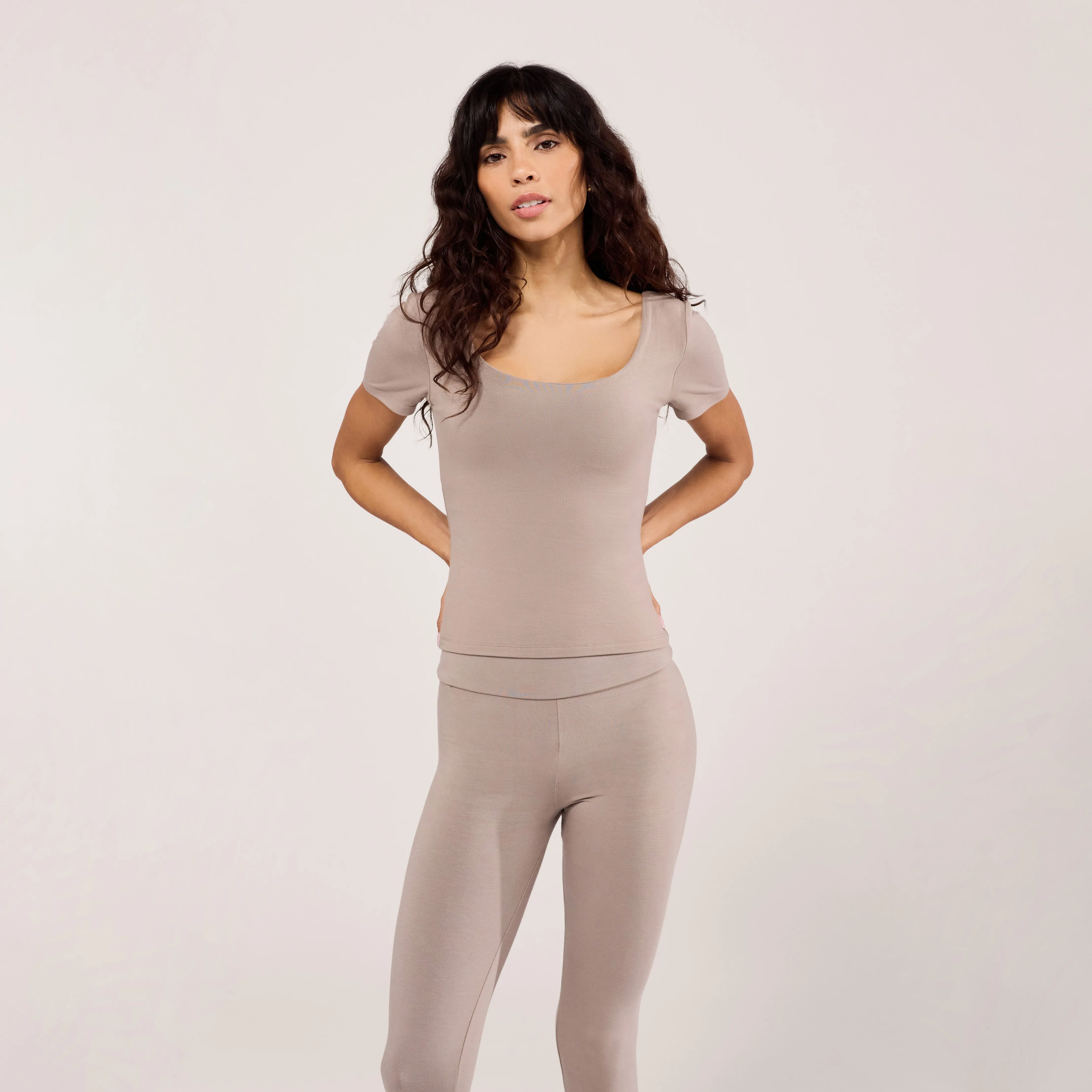 Lightweight Short Sleeve Top - Stone sold by LOVALL