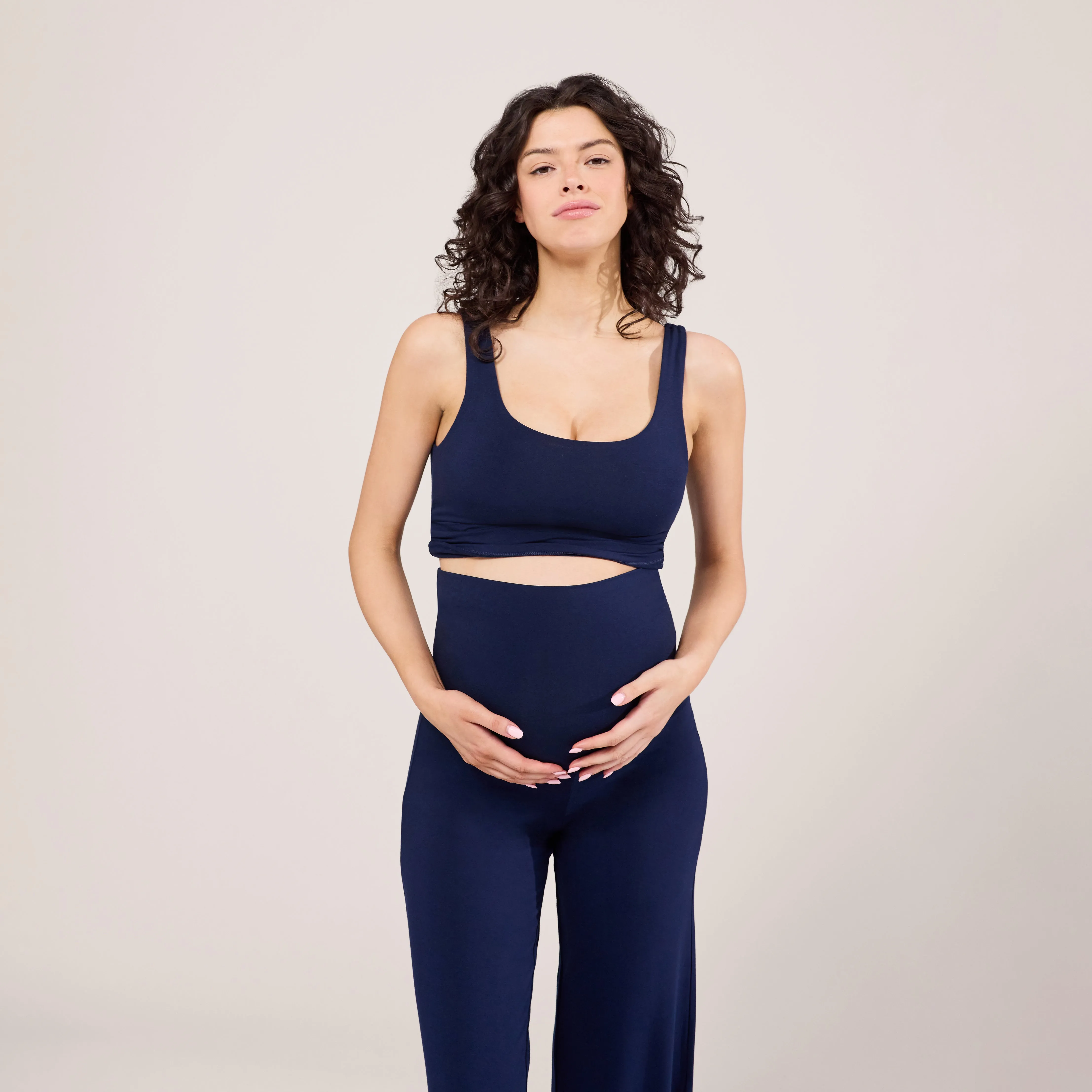 Maternity Lightweight Wide Leg Trousers - Navy sold by LOVALL product image thumbnail 4