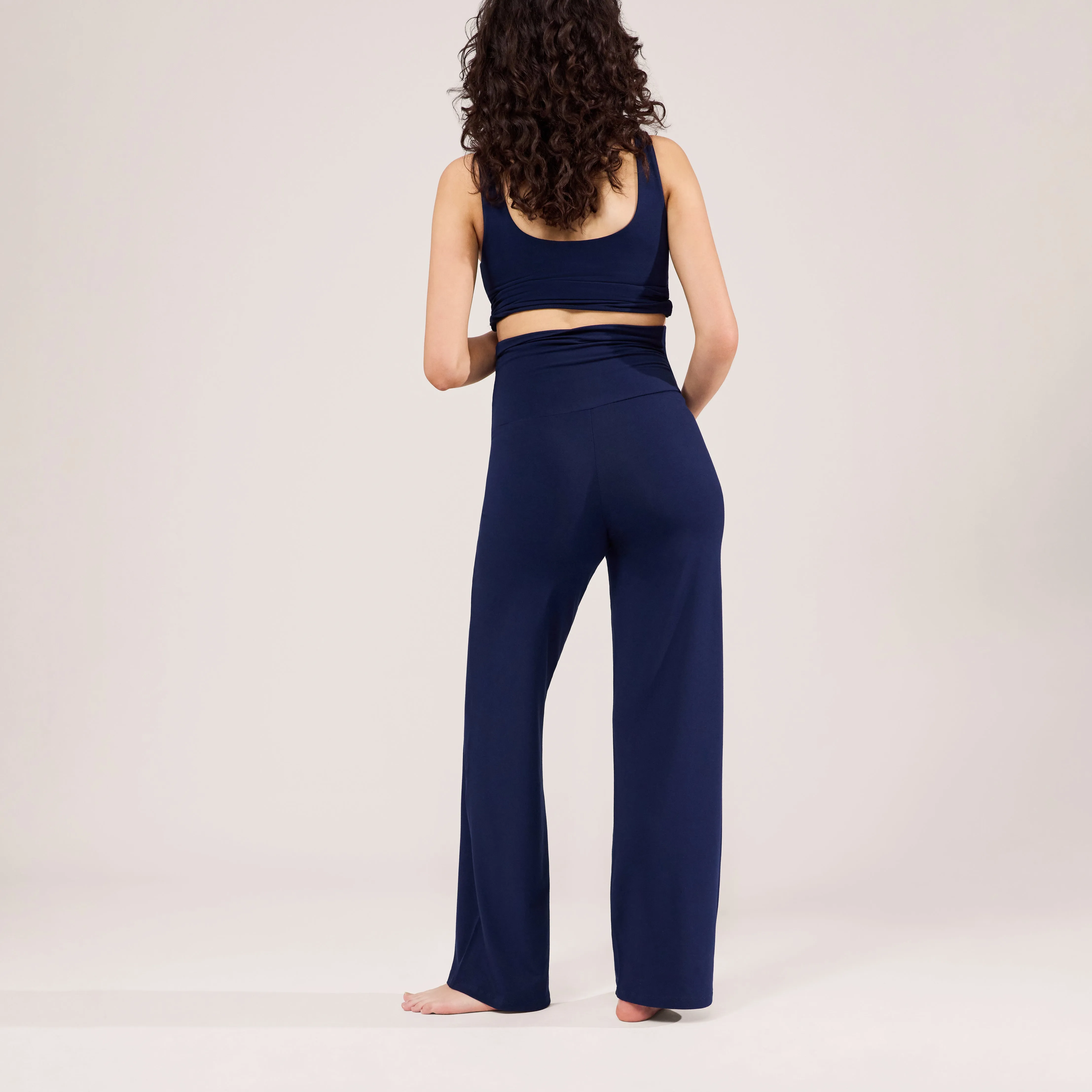 Maternity Lightweight Wide Leg Trousers - Navy sold by LOVALL product image thumbnail 3