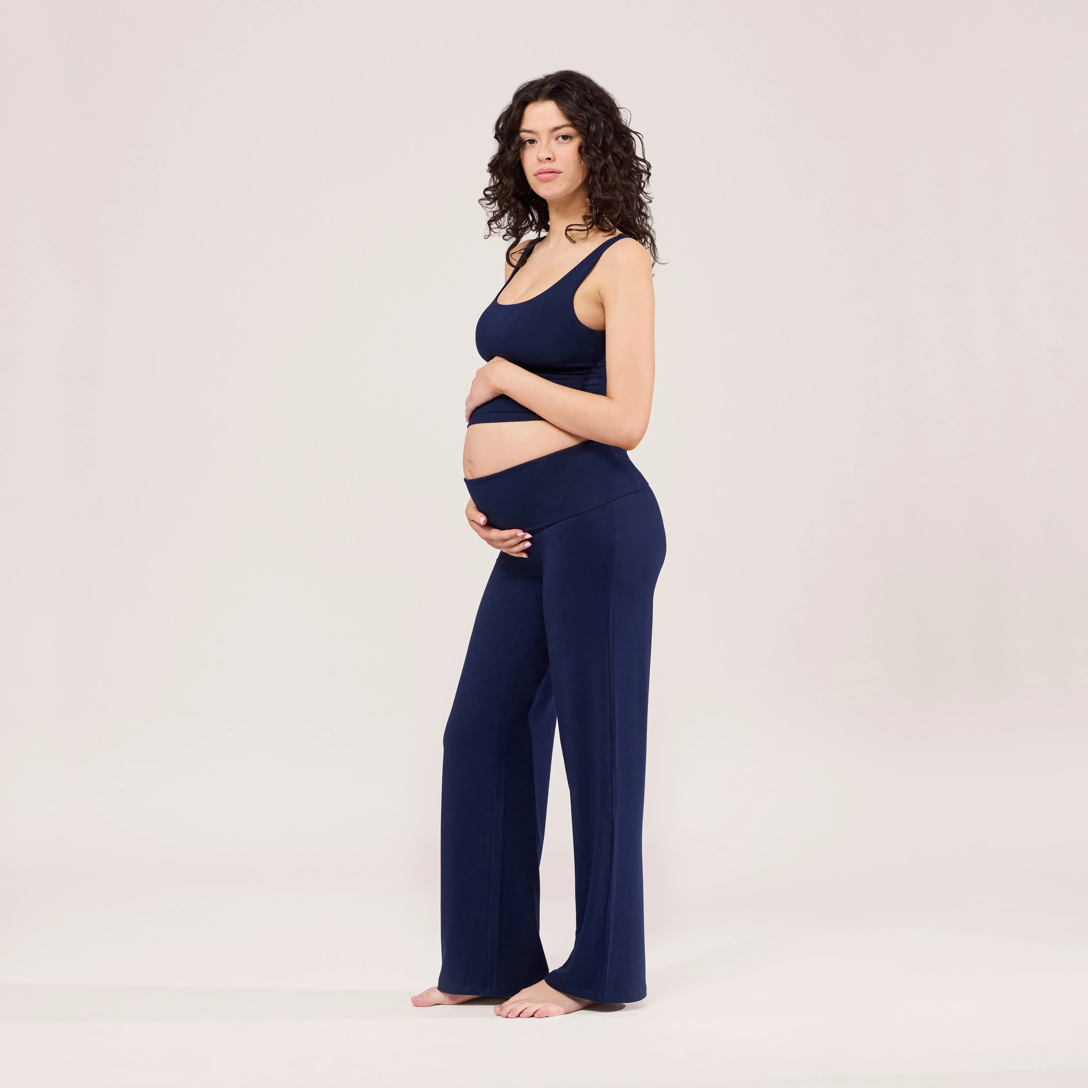 Maternity Lightweight Wide Leg Trousers - Navy sold by LOVALL product image thumbnail 5