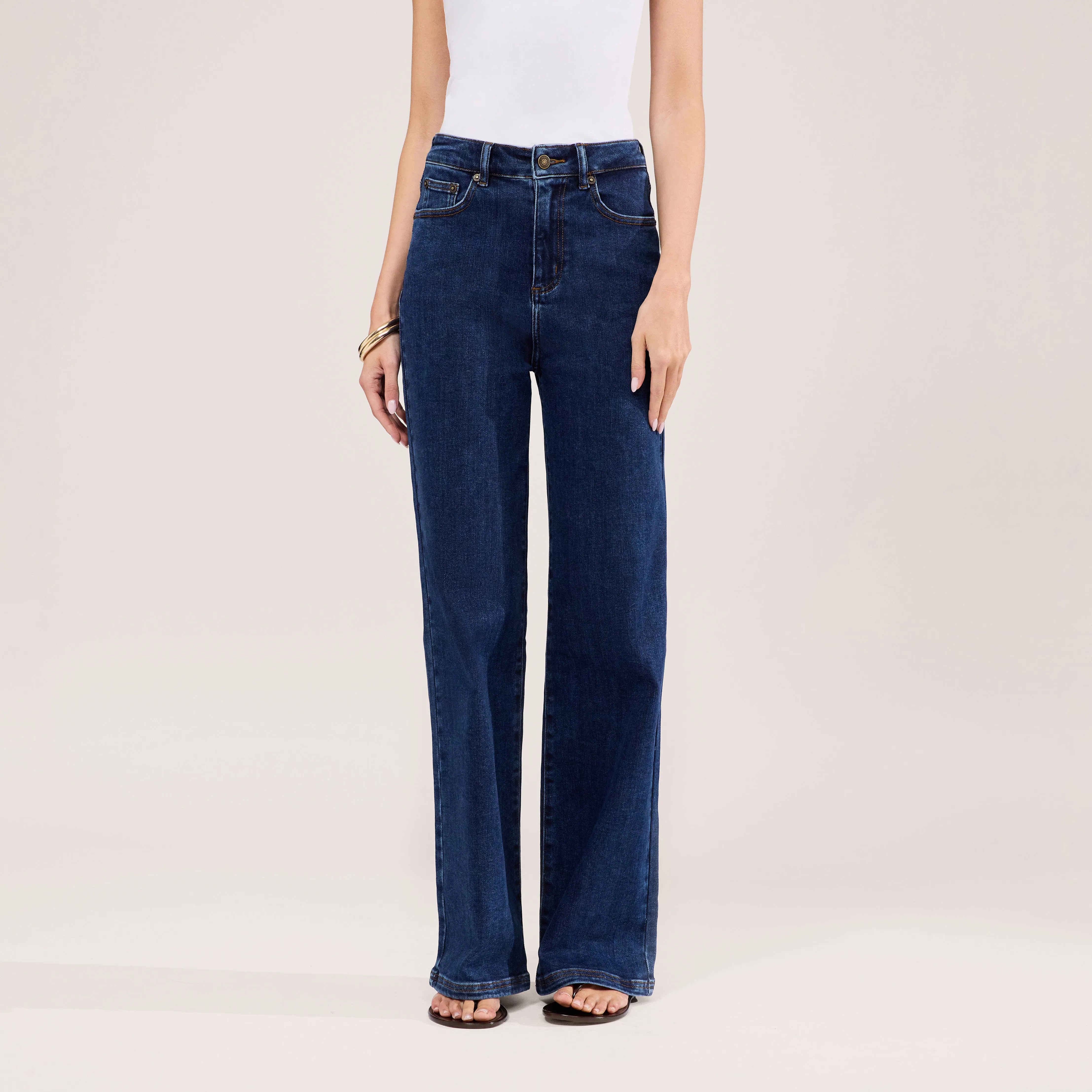 Stretch Wide Leg Jeans - Dark Blue sold by LOVALL product image thumbnail 3