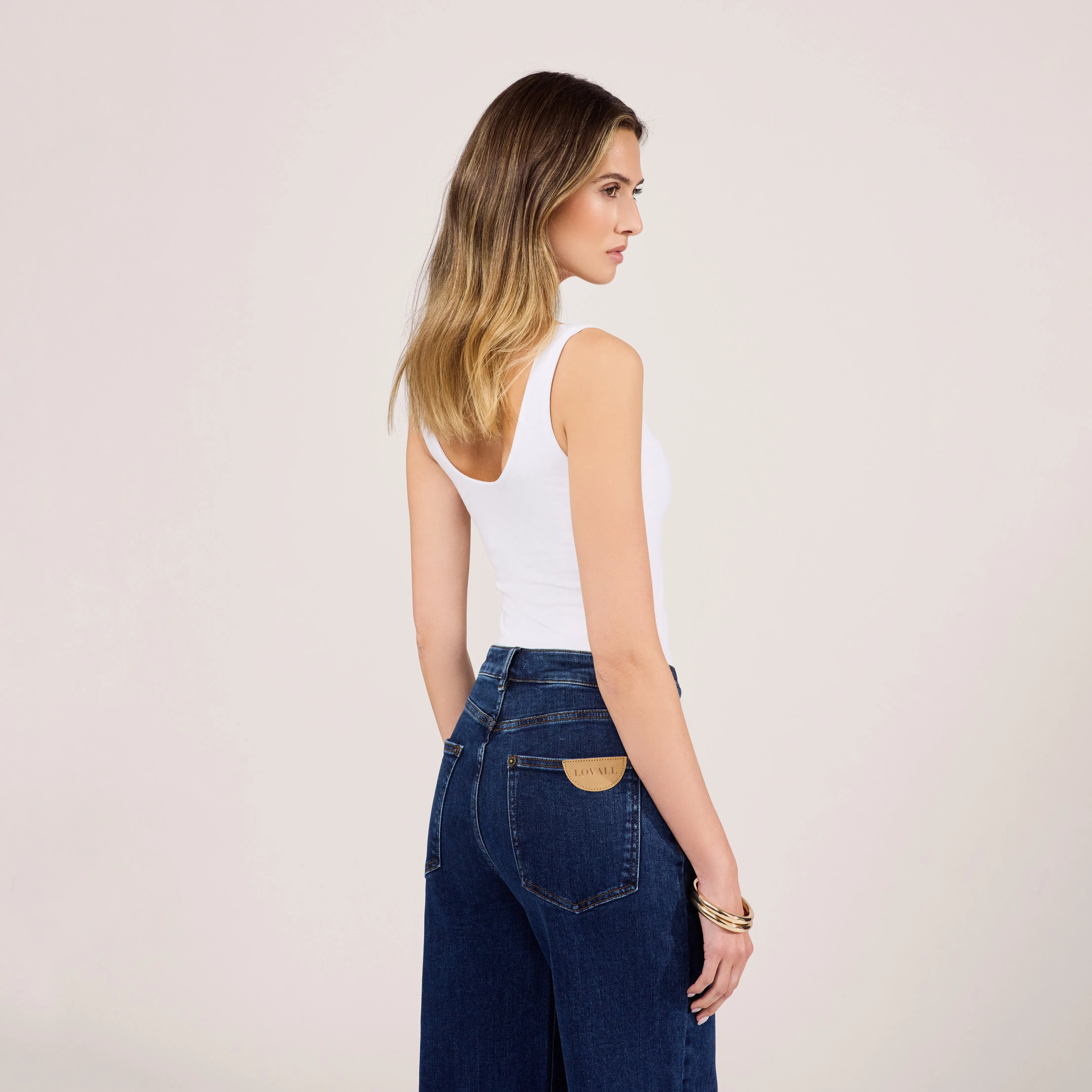 Stretch Wide Leg Jeans - Dark Blue sold by LOVALL product image thumbnail 4