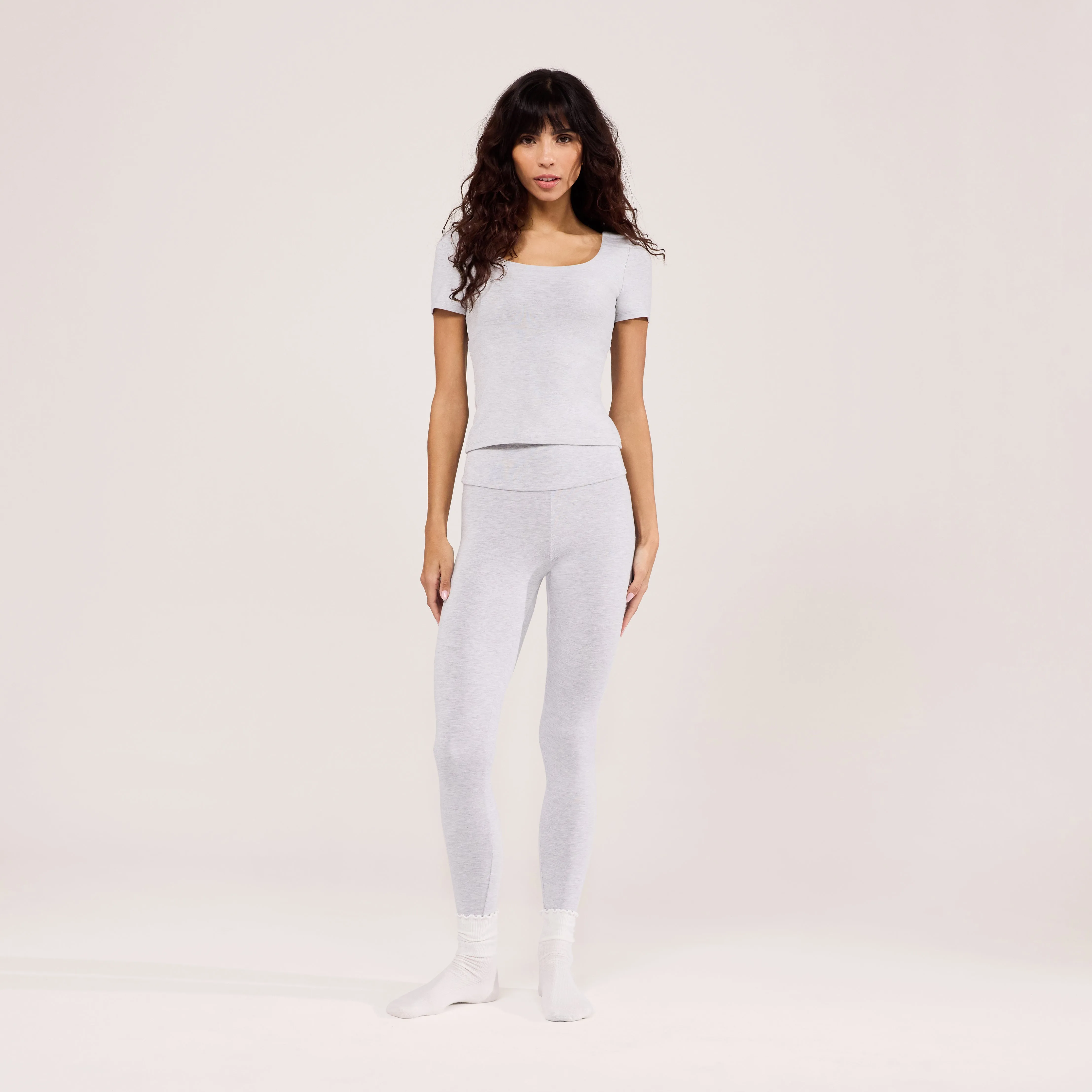 Lightweight Short Sleeve Top - Light Grey Marl sold by LOVALL product image thumbnail 3