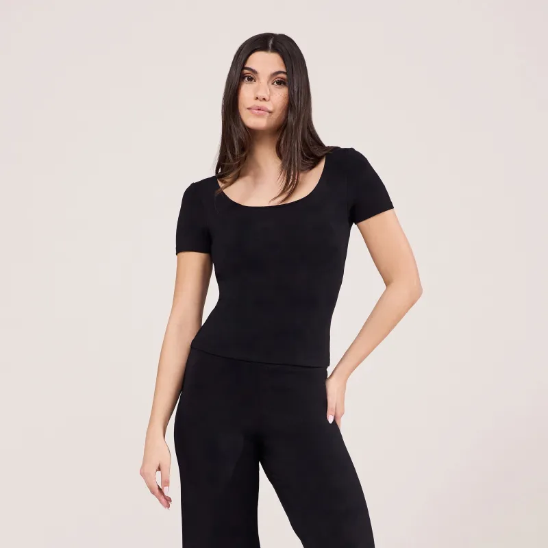 Lightweight Short Sleeve Top - Black made by LOVALL