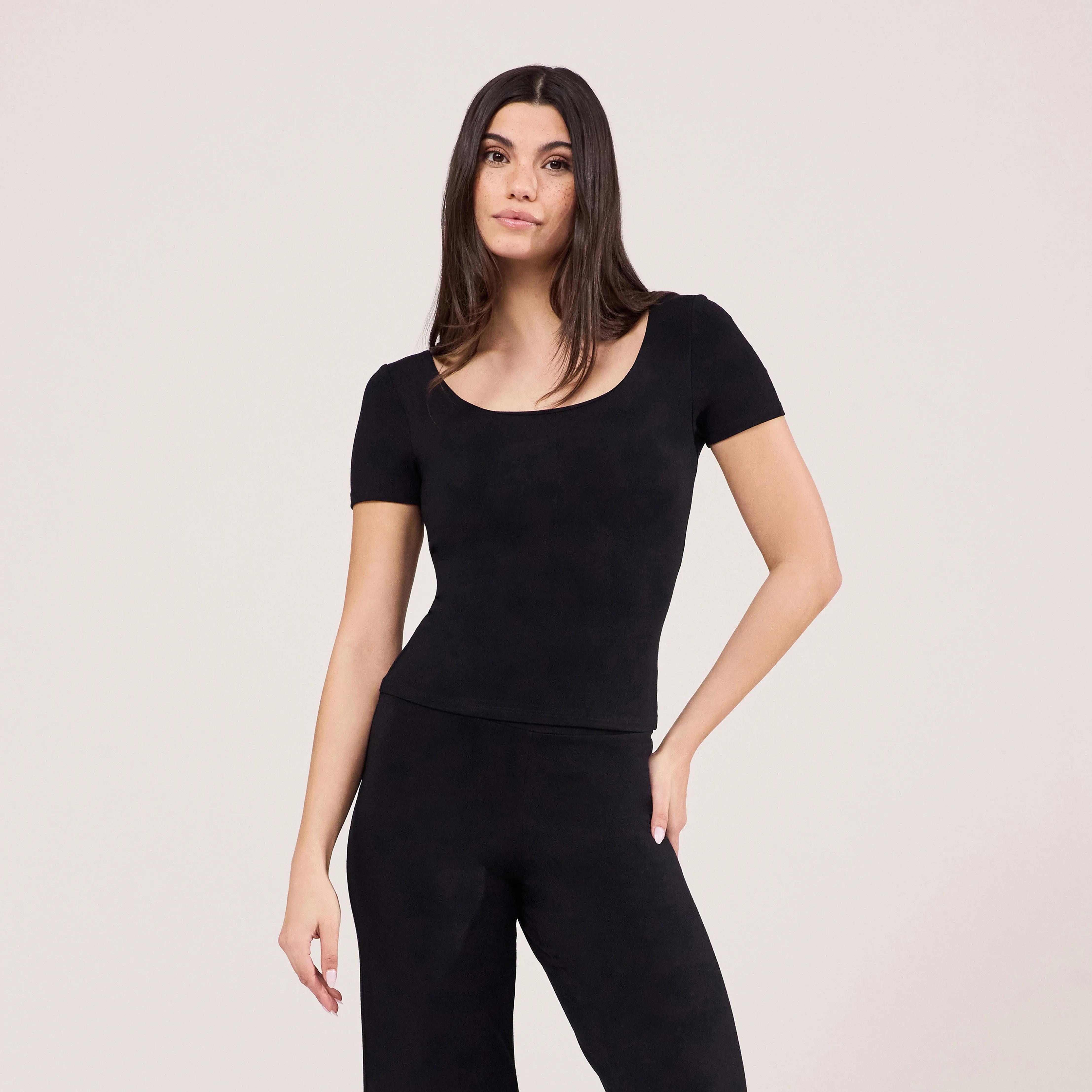Lightweight Short Sleeve Top - Black sold by LOVALL