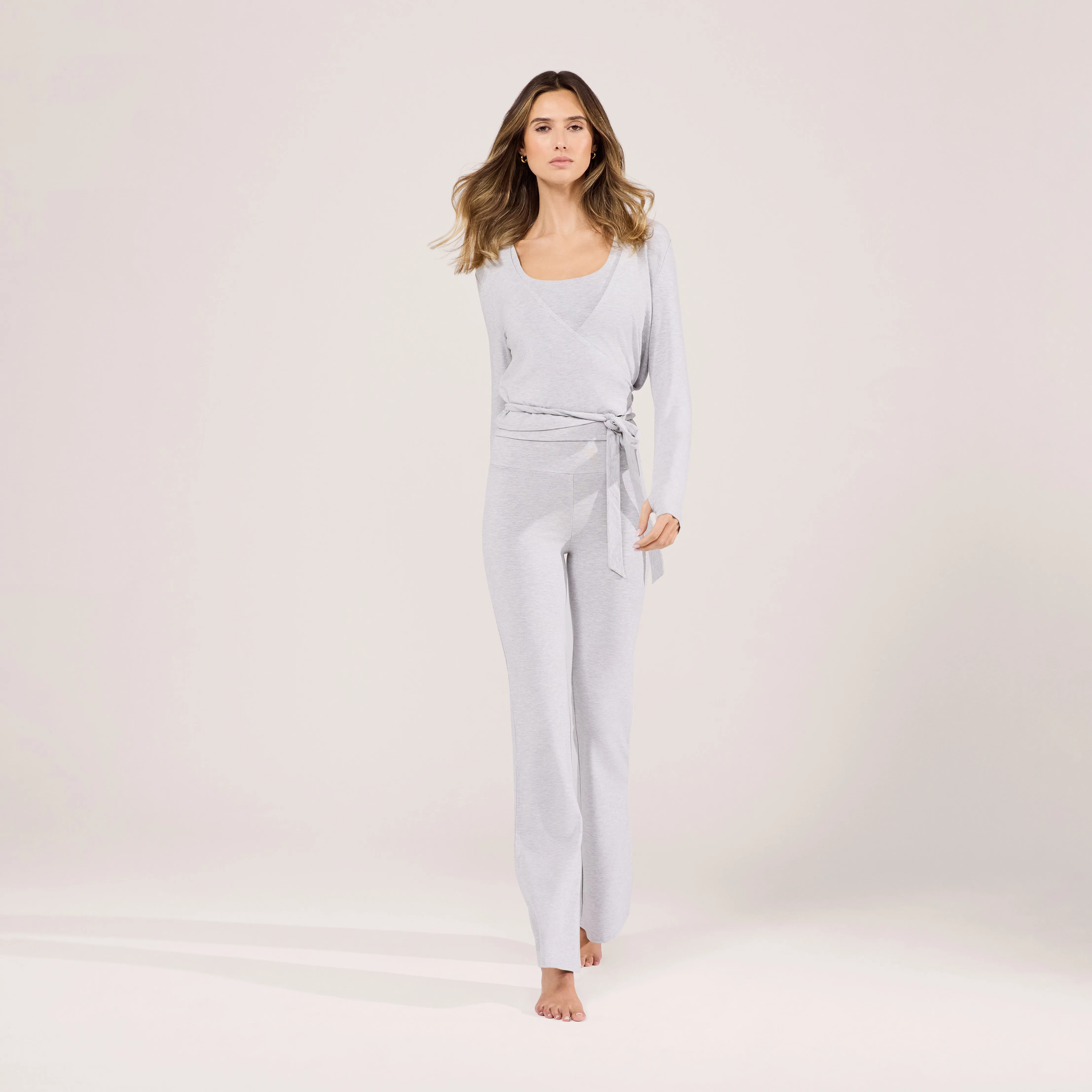 Lightweight Wrap Top - Light Grey Marl sold by LOVALL product image thumbnail 2
