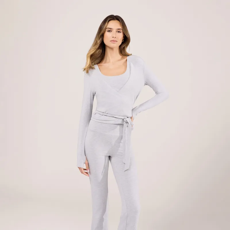 Lightweight Wrap Top - Light Grey Marl made by LOVALL