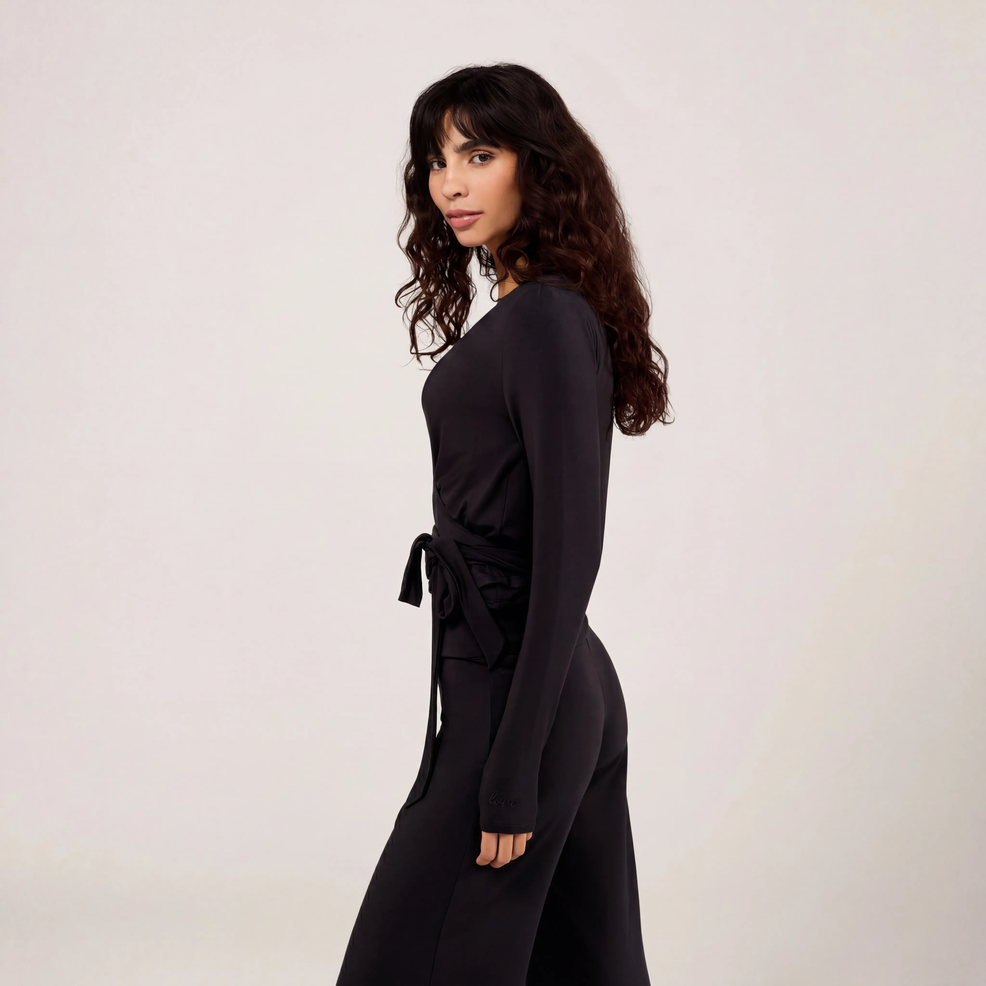 Lightweight Wrap Top - Black sold by LOVALL product image thumbnail 3