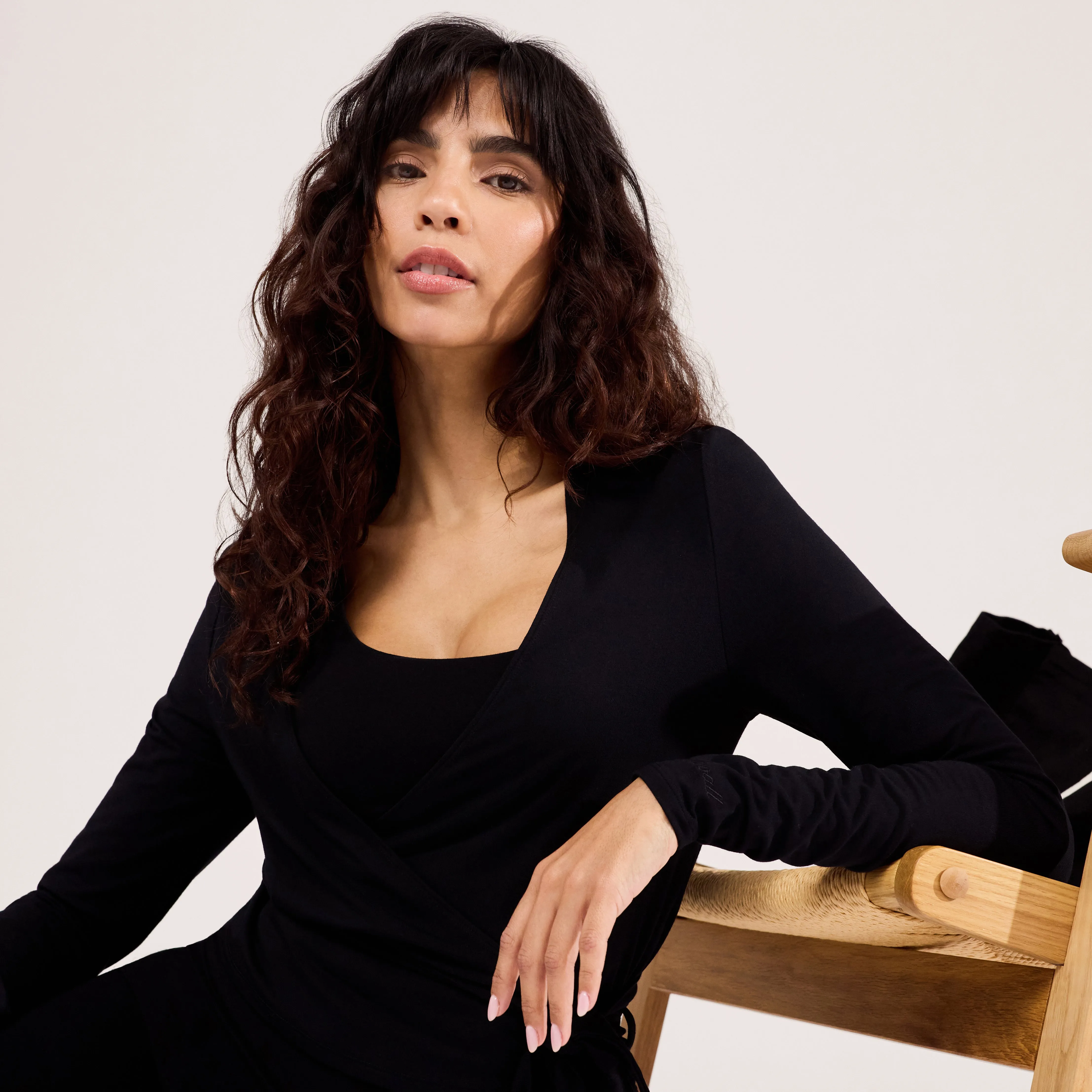 Lightweight Wrap Top - Black sold by LOVALL product image thumbnail 4