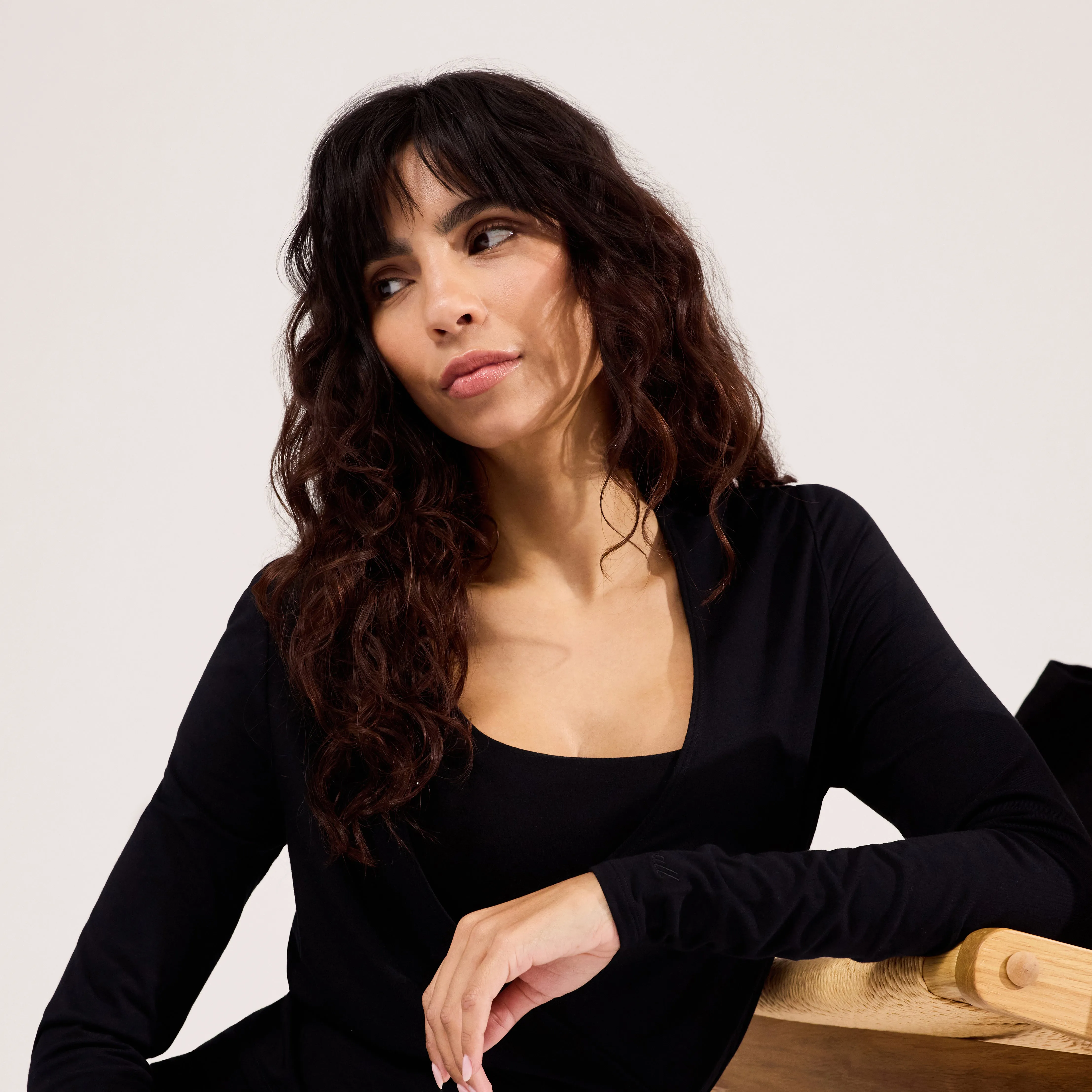Lightweight Wrap Top - Black sold by LOVALL product image thumbnail 5