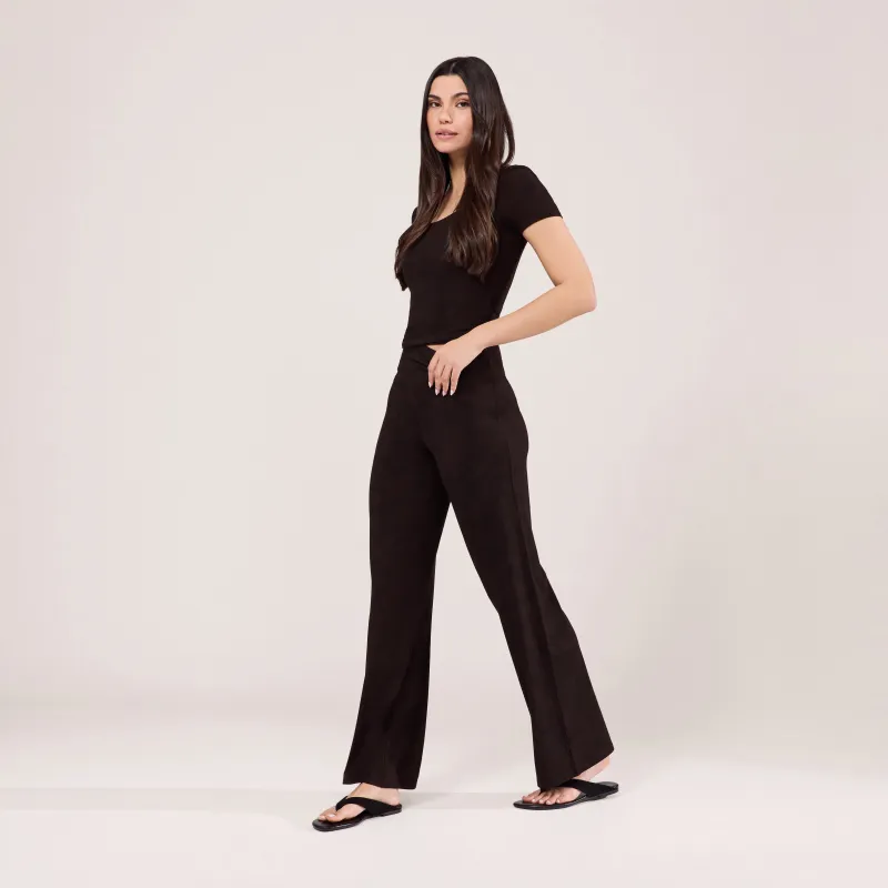 Lightweight Wide Leg Trousers - Black Coffee made by LOVALL
