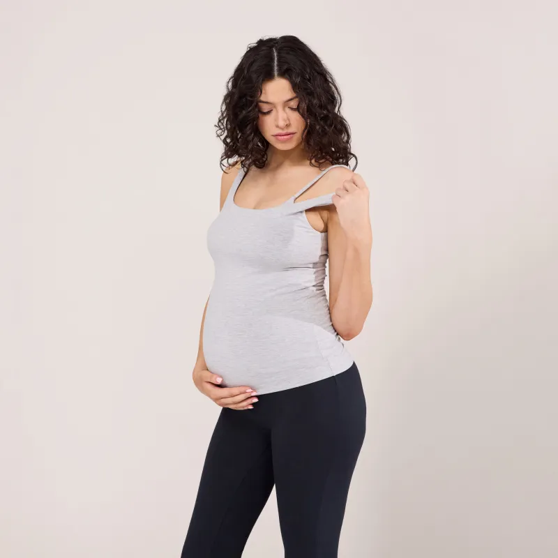 Maternity Lightweight Tank Top - Light Grey Marl made by LOVALL