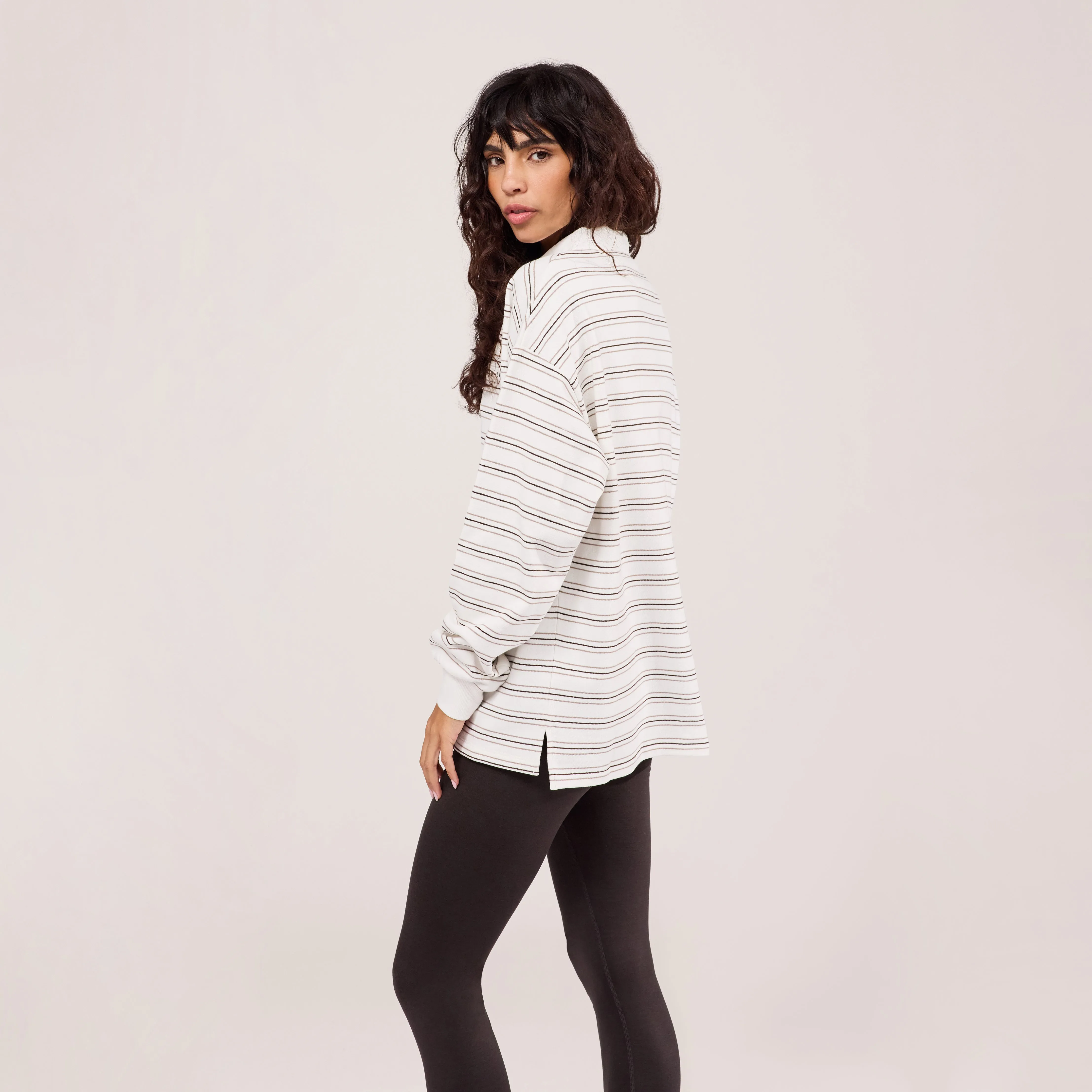 Polo Top - Stone Stripe sold by LOVALL product image thumbnail 4