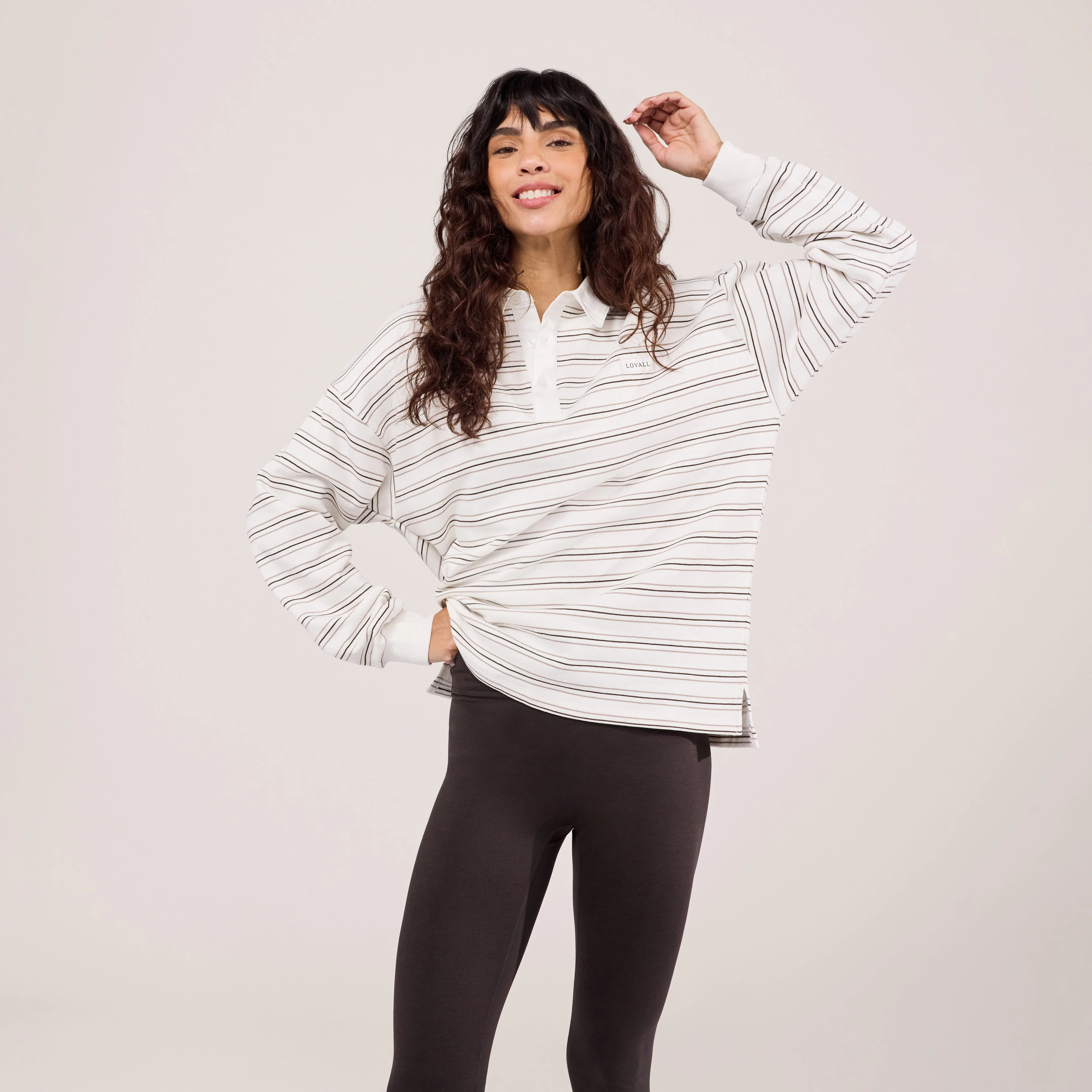 Polo Top - Stone Stripe sold by LOVALL product image thumbnail 5