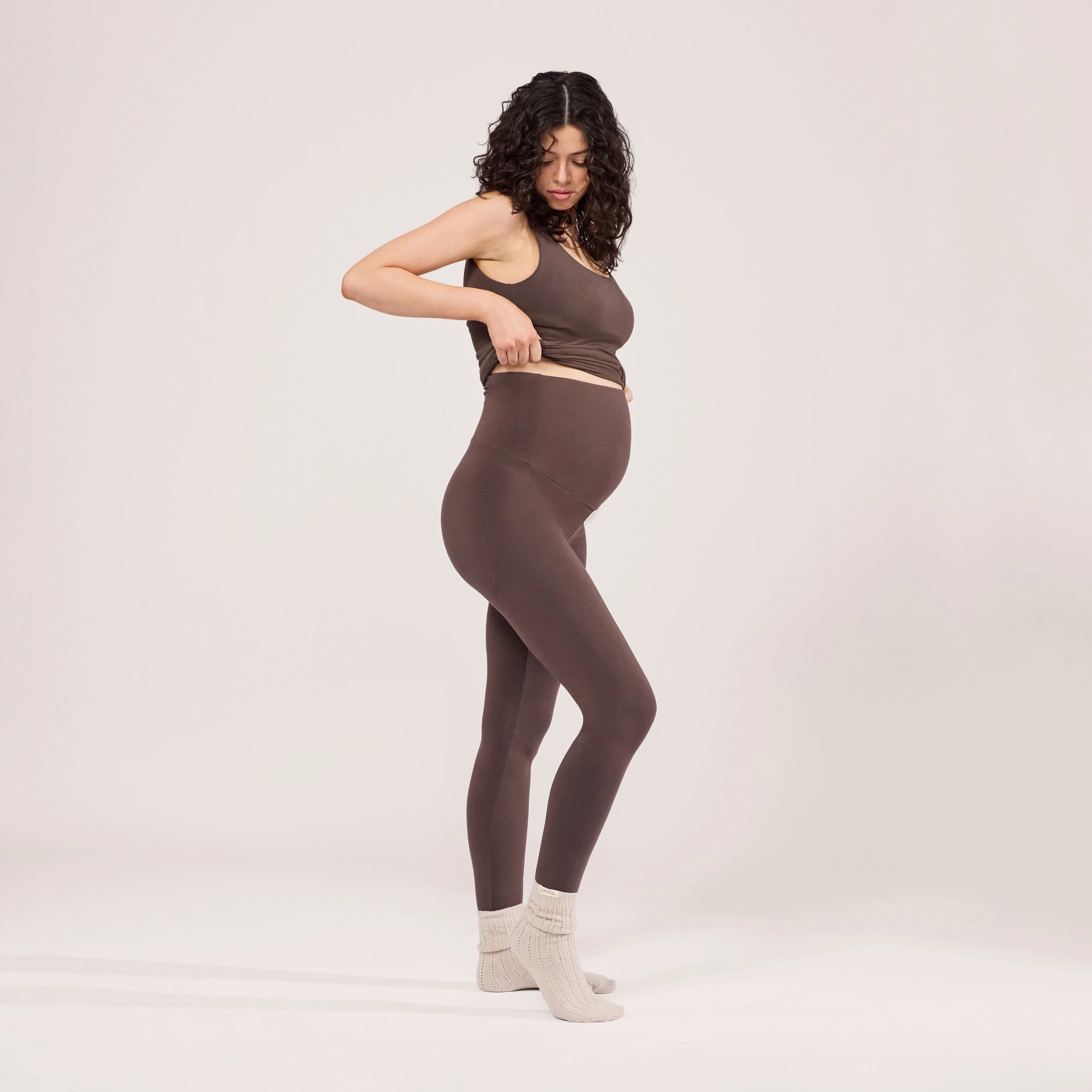 Maternity Lightweight Everyday Leggings - Espresso Brown sold by LOVALL product image thumbnail 5