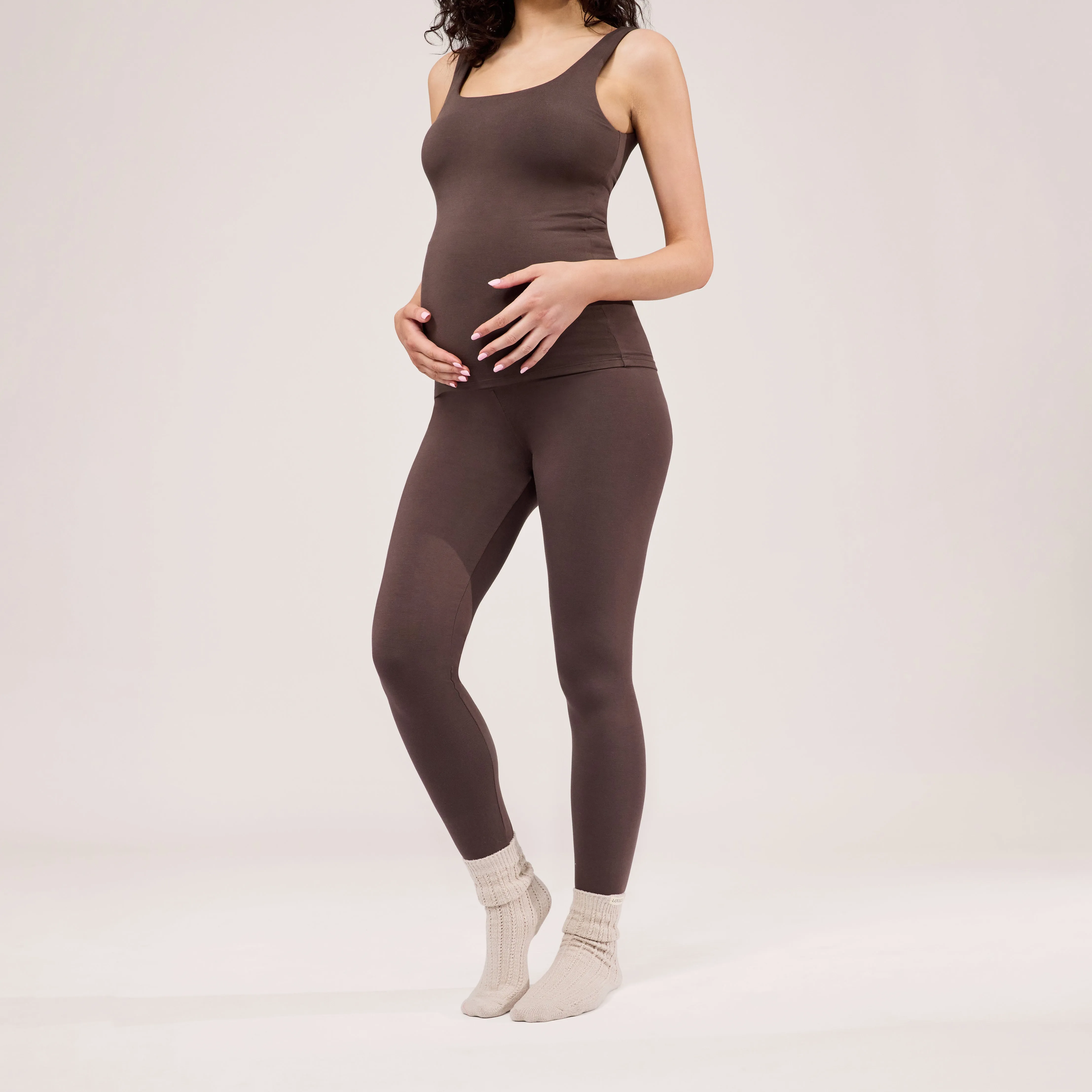 Maternity Lightweight Everyday Leggings - Espresso Brown sold by LOVALL product image thumbnail 2