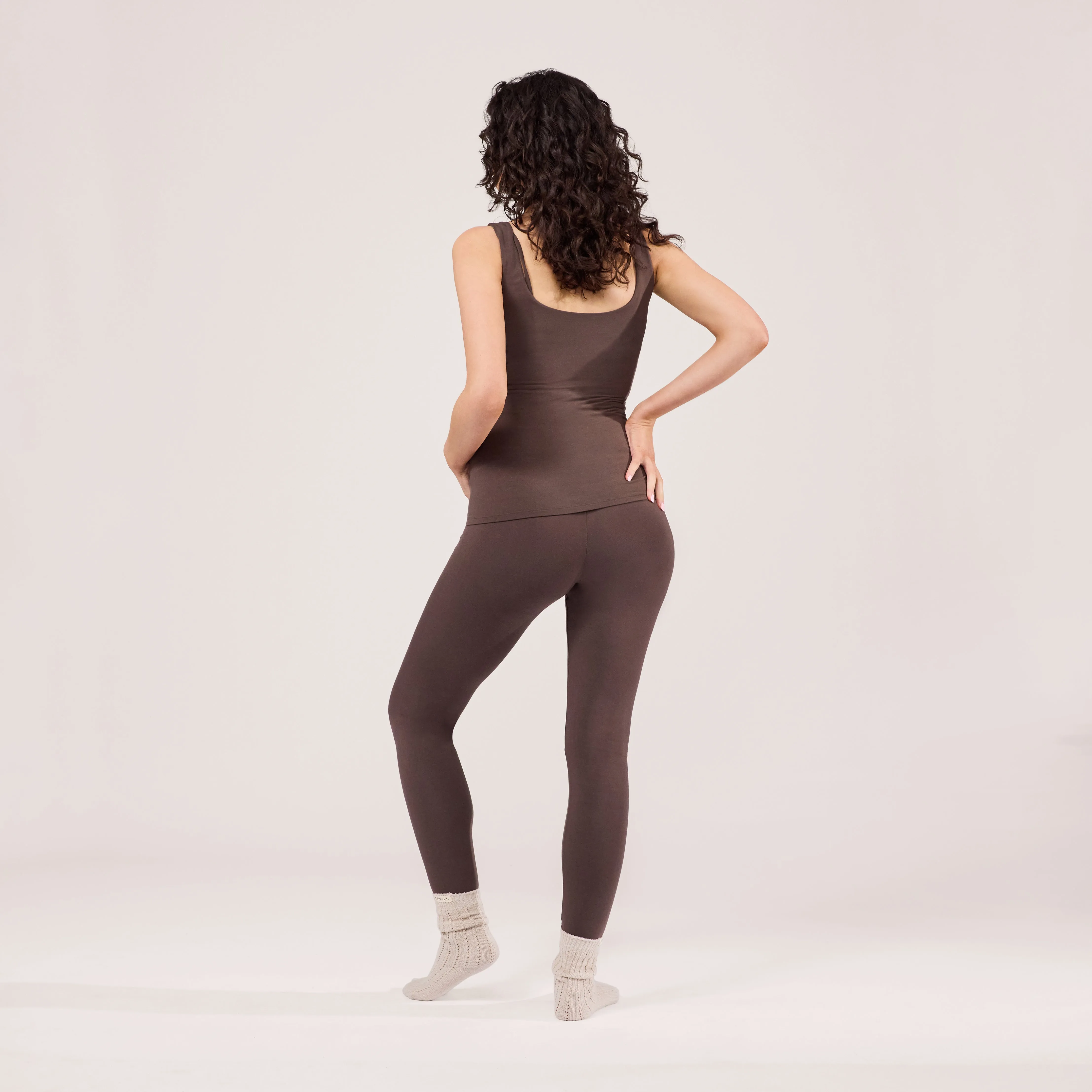 Maternity Lightweight Everyday Leggings - Espresso Brown sold by LOVALL product image thumbnail 3