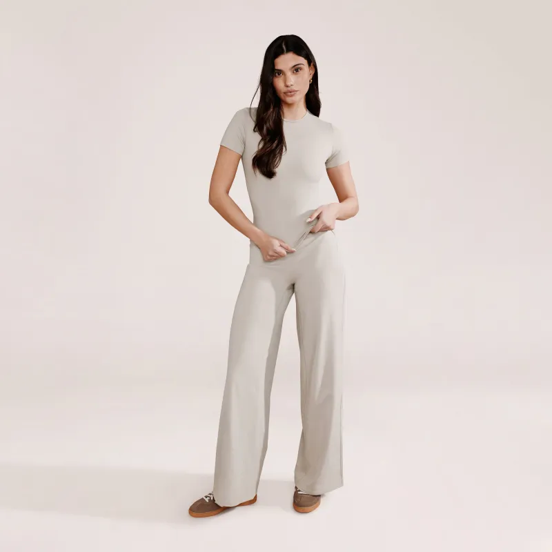 Ultimate Everyday Wide leg Trouser - Oatmeal Beige made by LOVALL