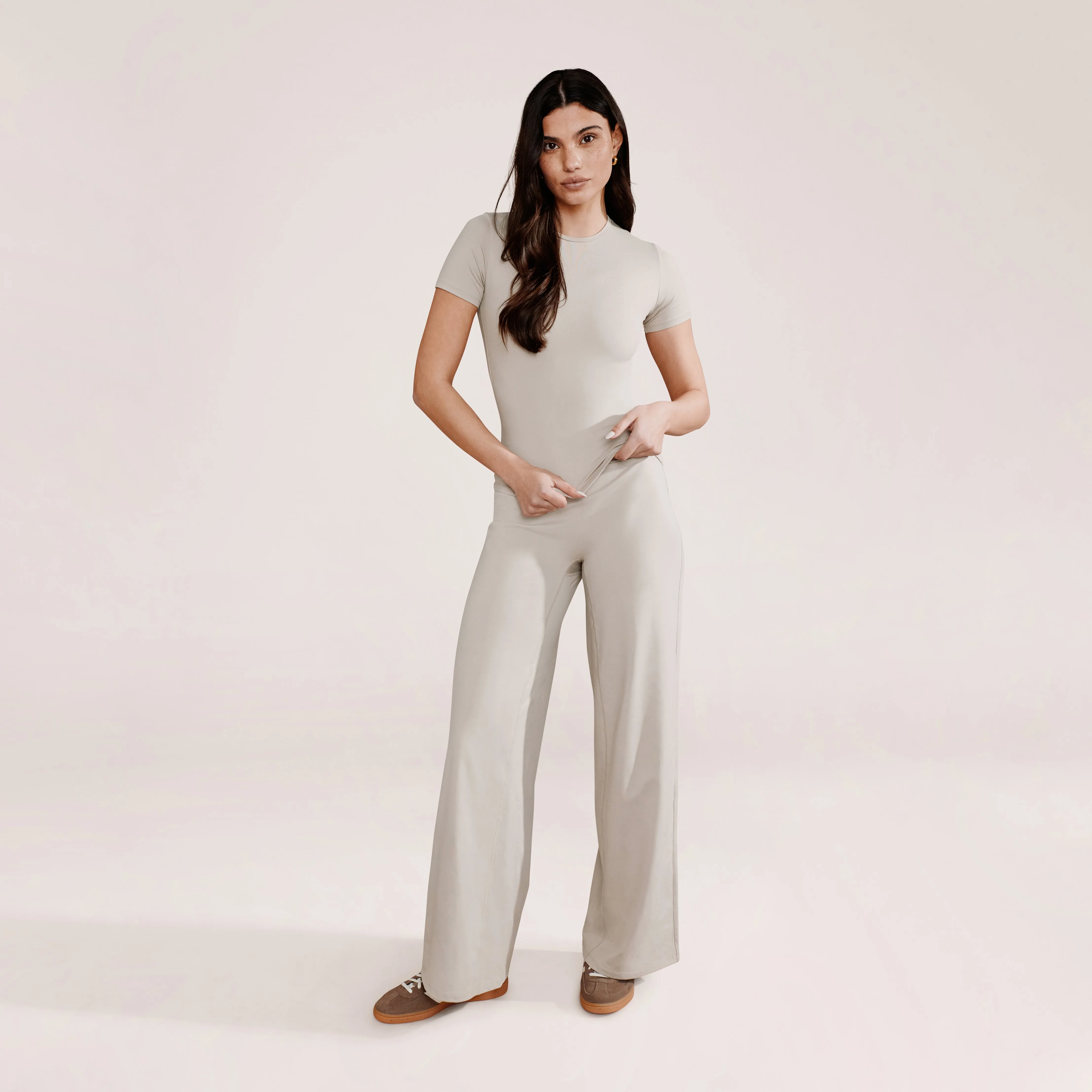 Ultimate Everyday Wide leg Trouser - Oatmeal Beige sold by LOVALL