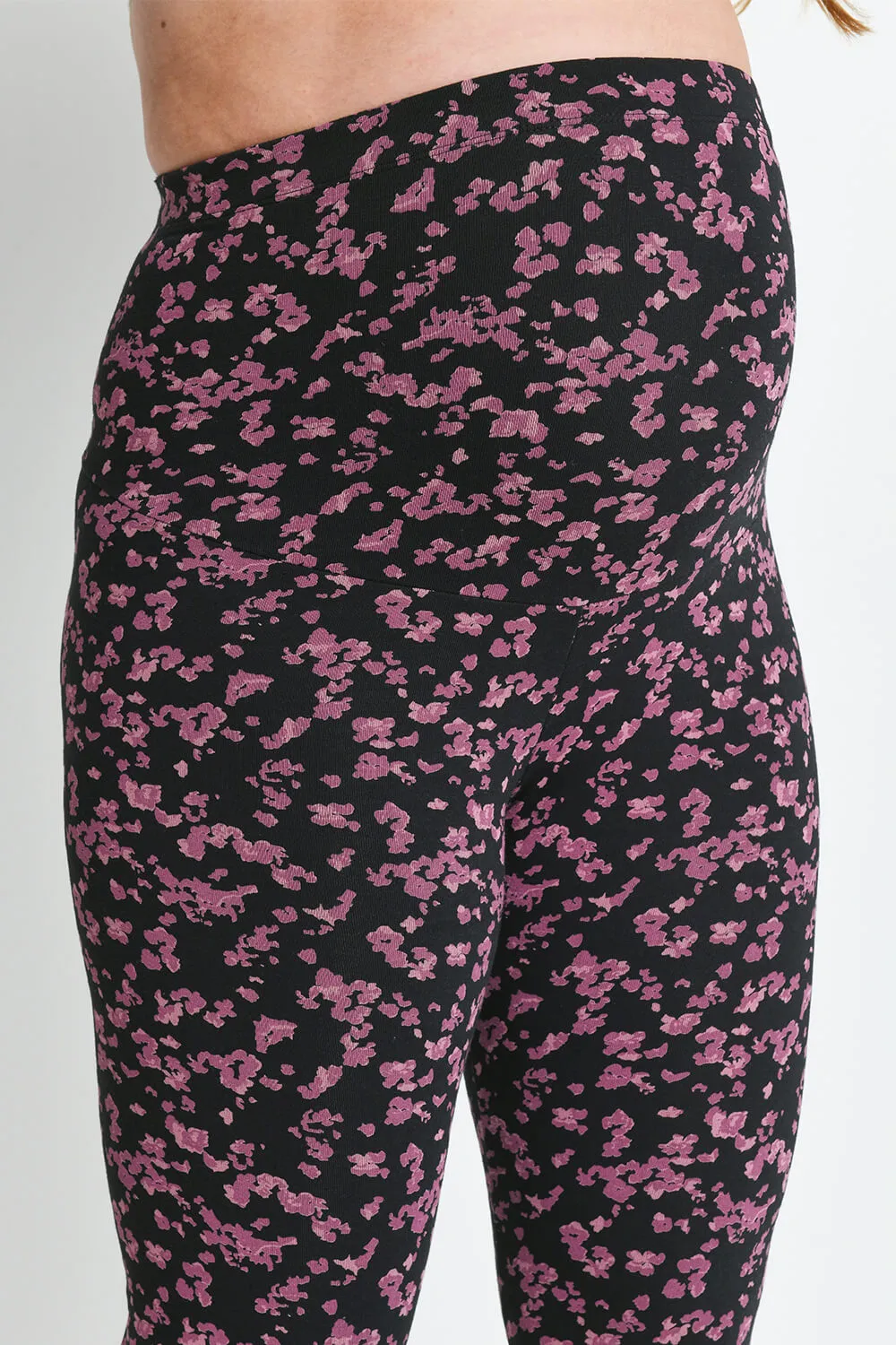 Maternity Everyday Leggings - Black/Burgundy Floral sold by LOVALL product image thumbnail 5