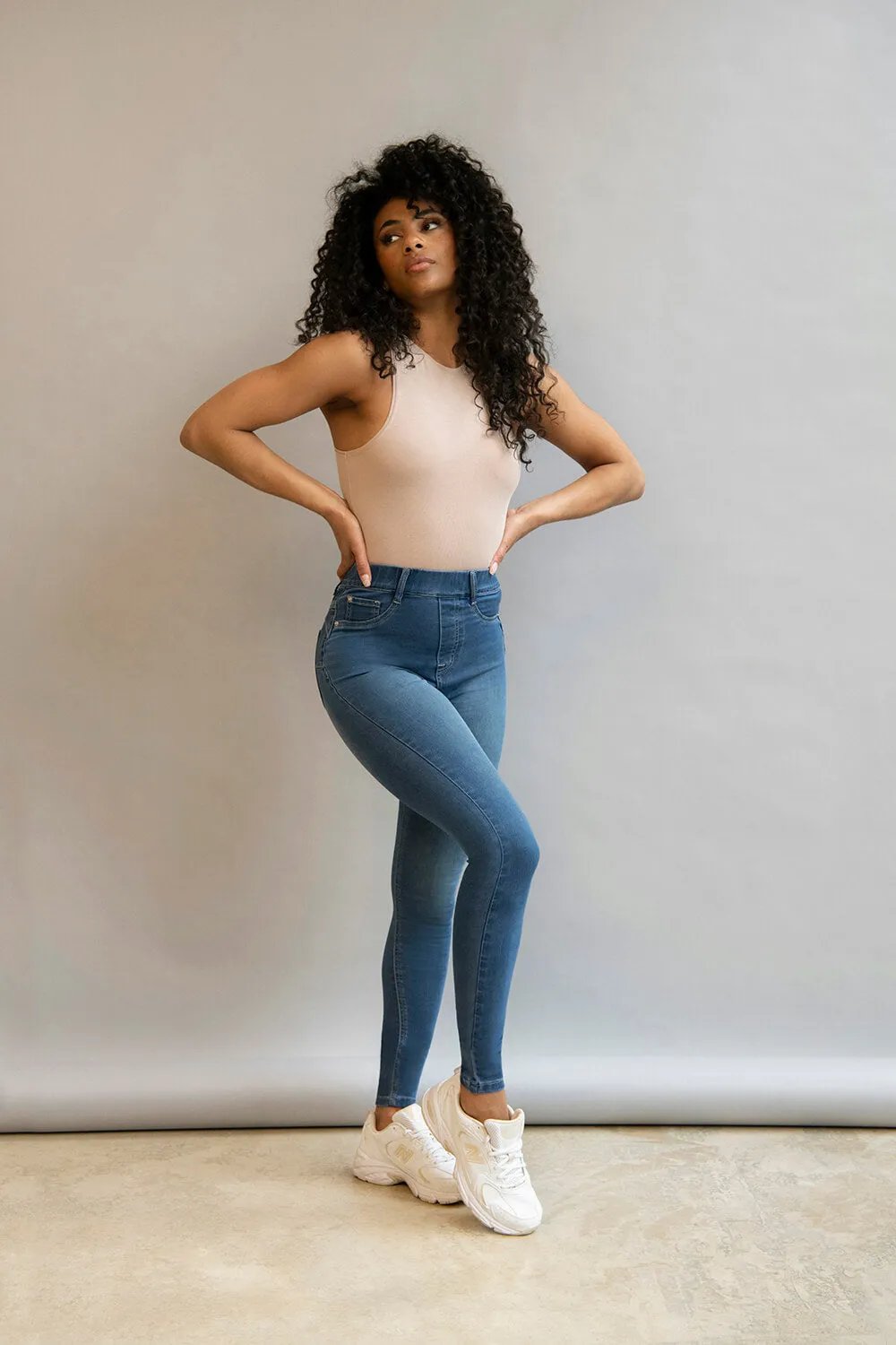 Ultimate Ankle Grazer Jeggings - Mid Blue sold by LOVALL