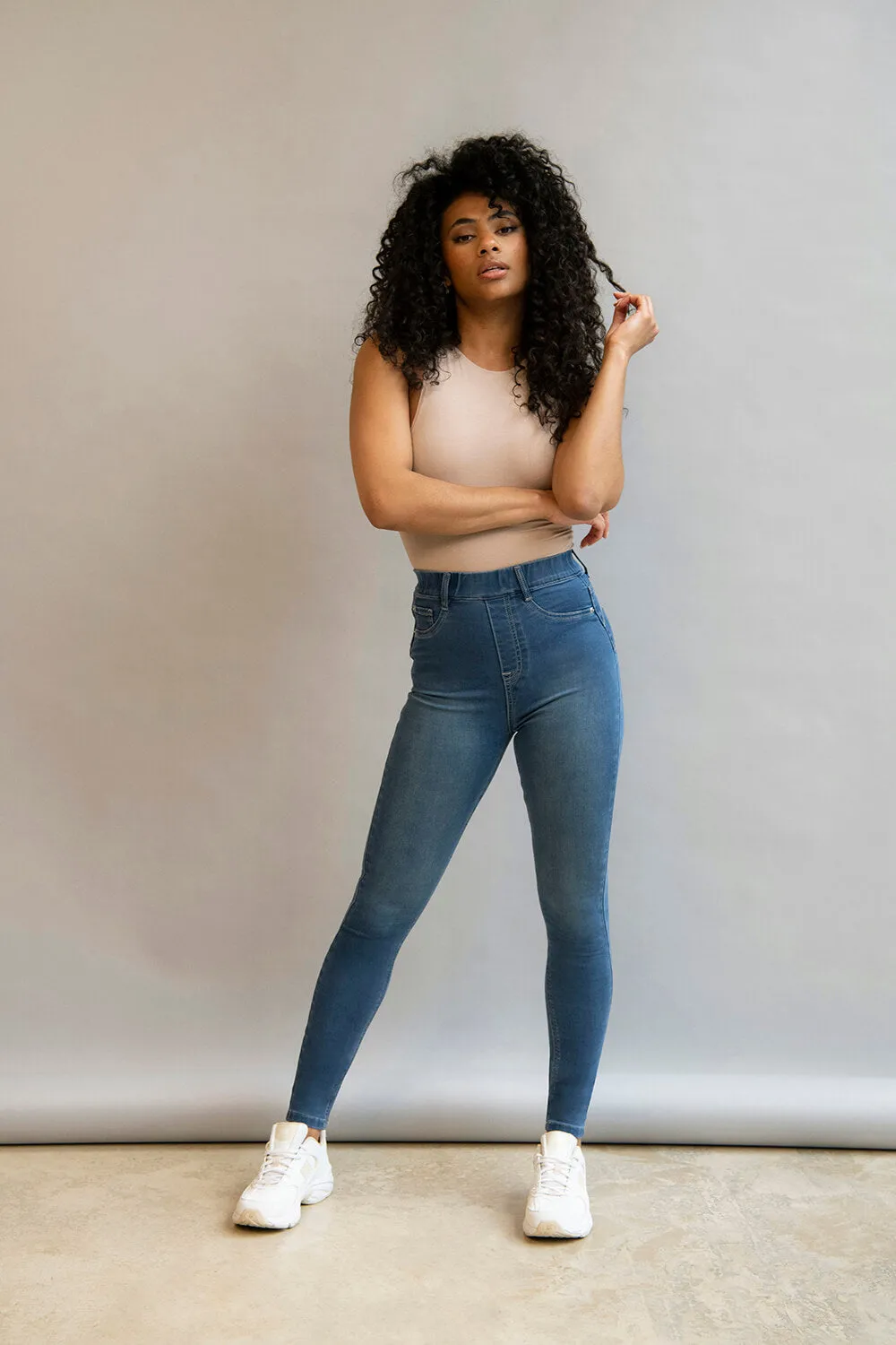 Ultimate Ankle Grazer Jeggings - Mid Blue sold by LOVALL product image thumbnail 2