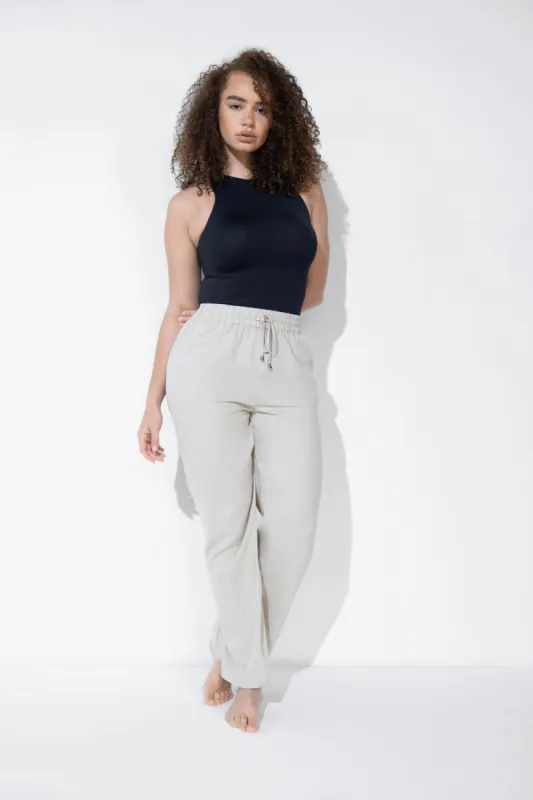 Everyday Linen Trousers - Stone sold by LOVALL