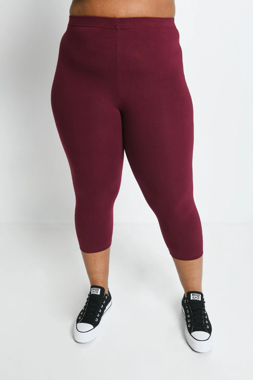 Curve Everyday Cropped Leggings - Burgundy sold by LOVALL product image thumbnail 2