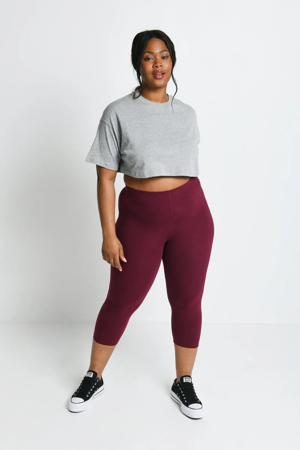 Curve Everyday Cropped Leggings - Burgundy sold by LOVALL
