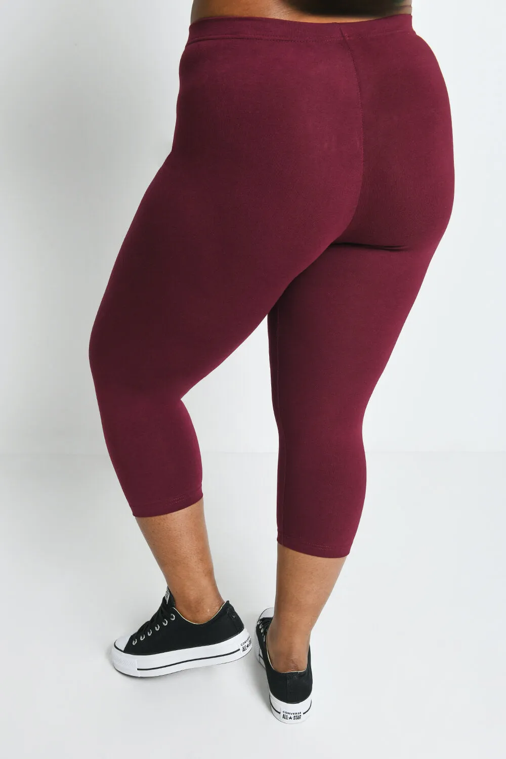 Curve Everyday Cropped Leggings - Burgundy sold by LOVALL product image thumbnail 3