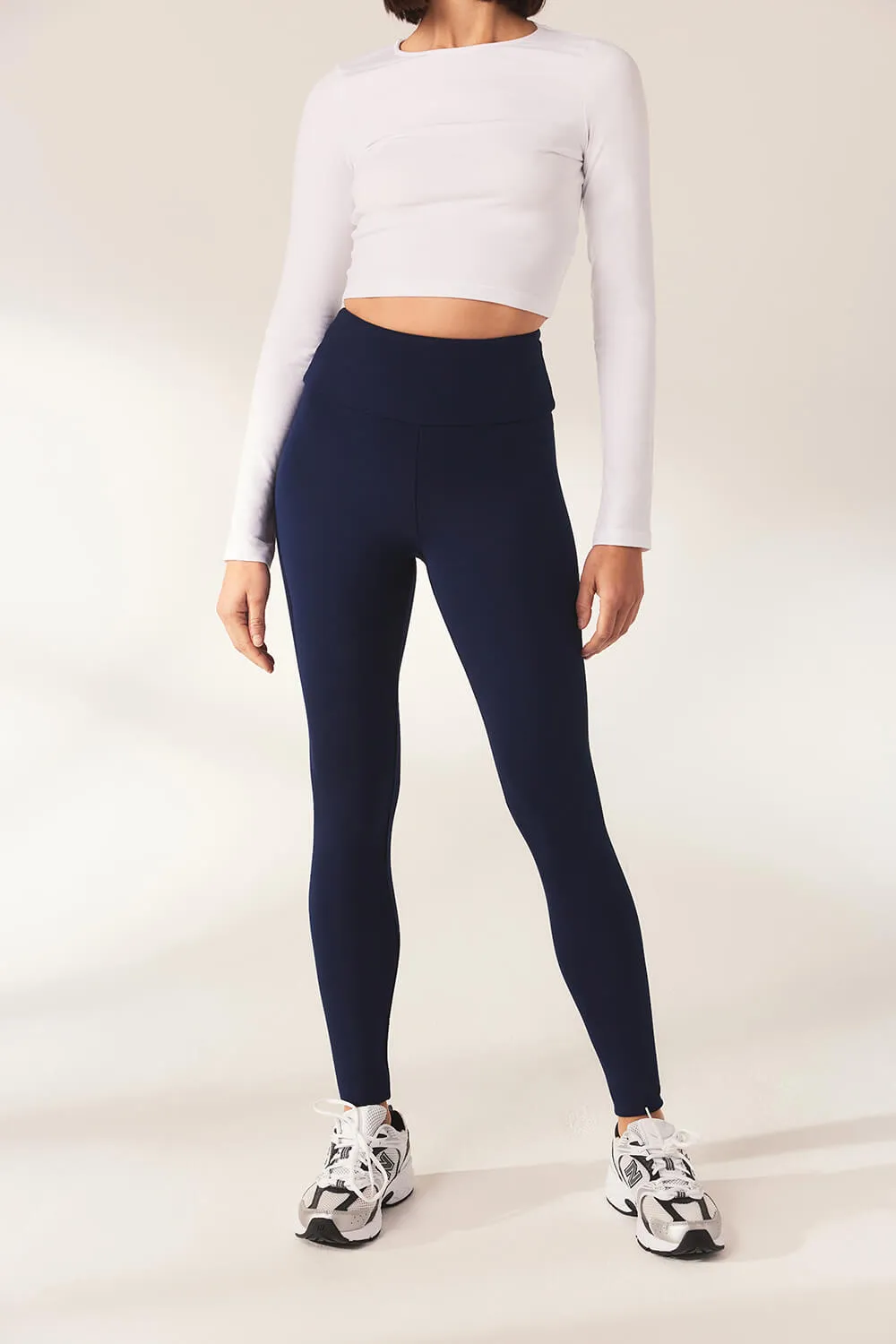 Lightweight Everyday High Waisted Leggings - Navy sold by LOVALL product image thumbnail 3