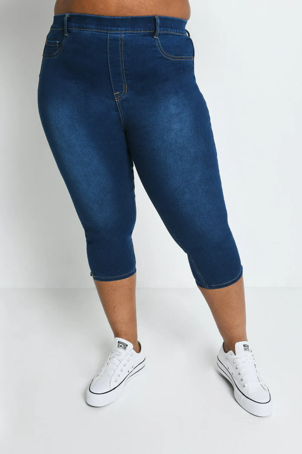 Curve Cropped Jeggings - Dark Blue sold by LOVALL product image thumbnail 2