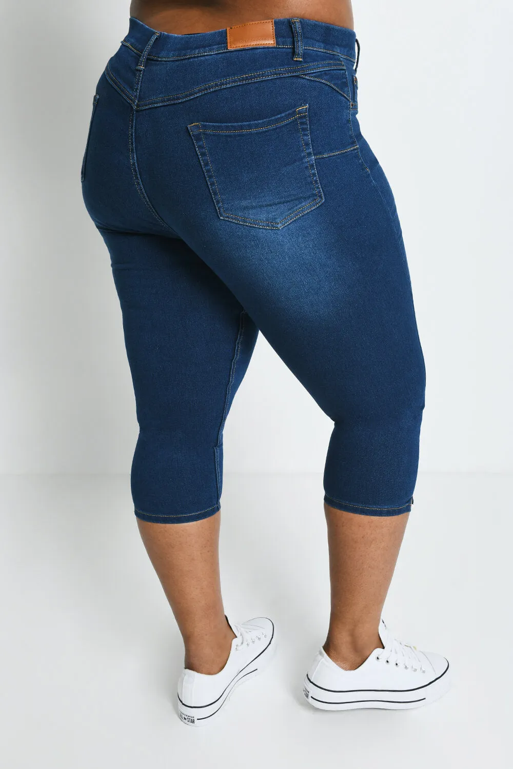 Curve Cropped Jeggings - Dark Blue sold by LOVALL product image thumbnail 3