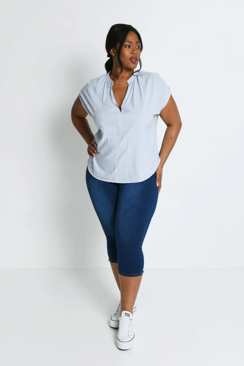 Curve Cropped Jeggings - Dark Blue sold by LOVALL