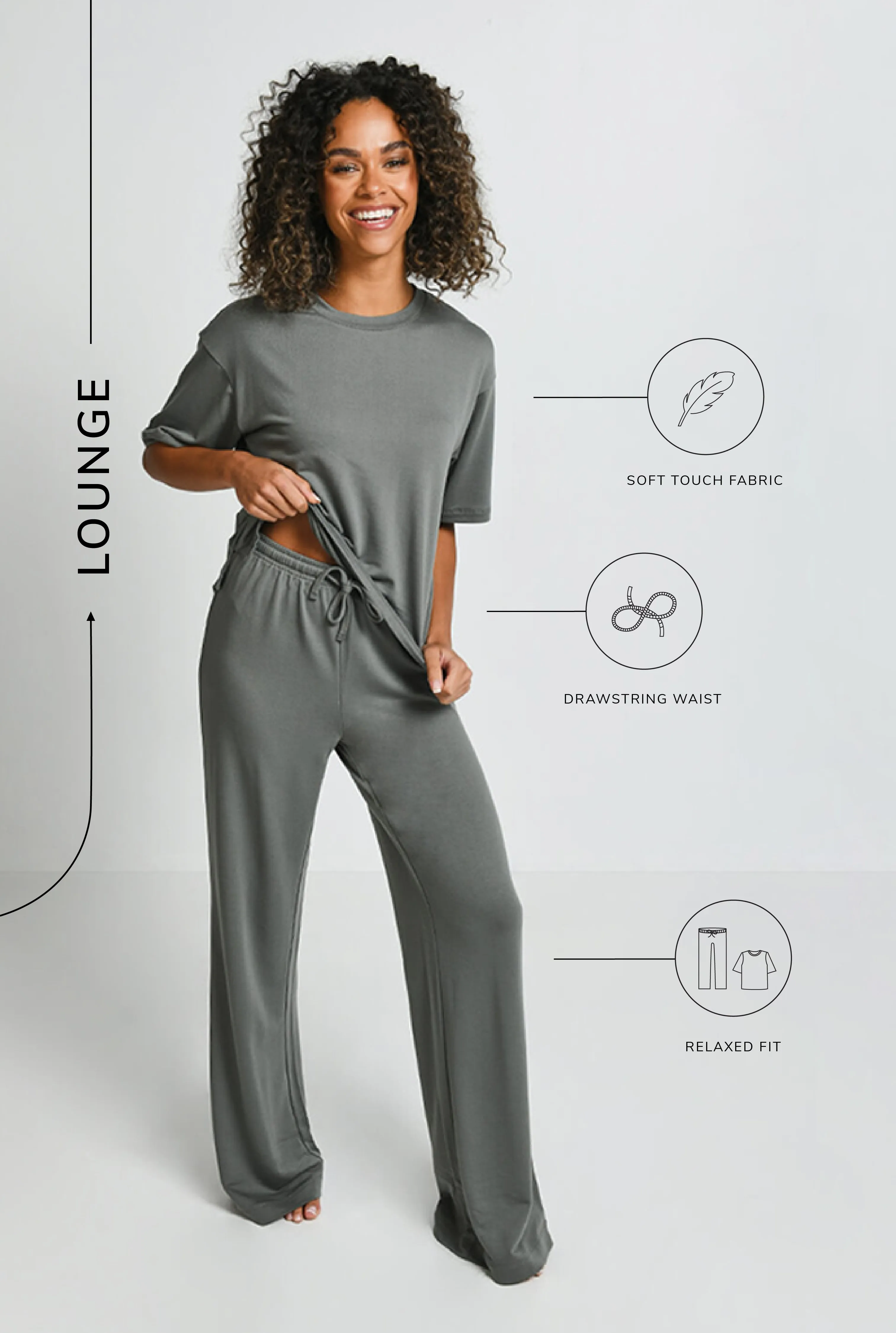 Soft Touch Wide Leg Lounge Set - Green sold by LOVALL product image thumbnail 3