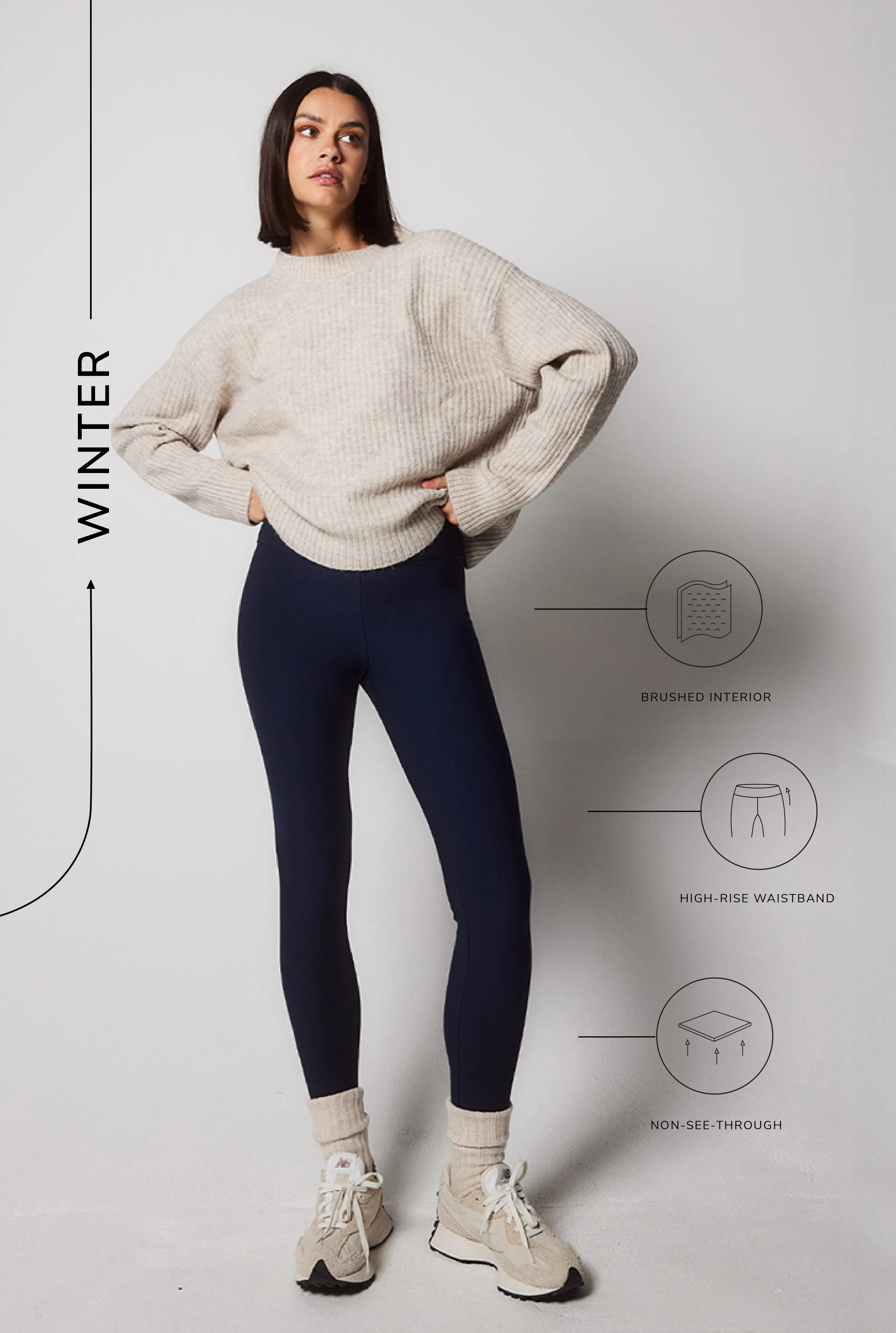 Curve Winter Everyday High Waisted Leggings - Navy sold by LOVALL product image thumbnail 3