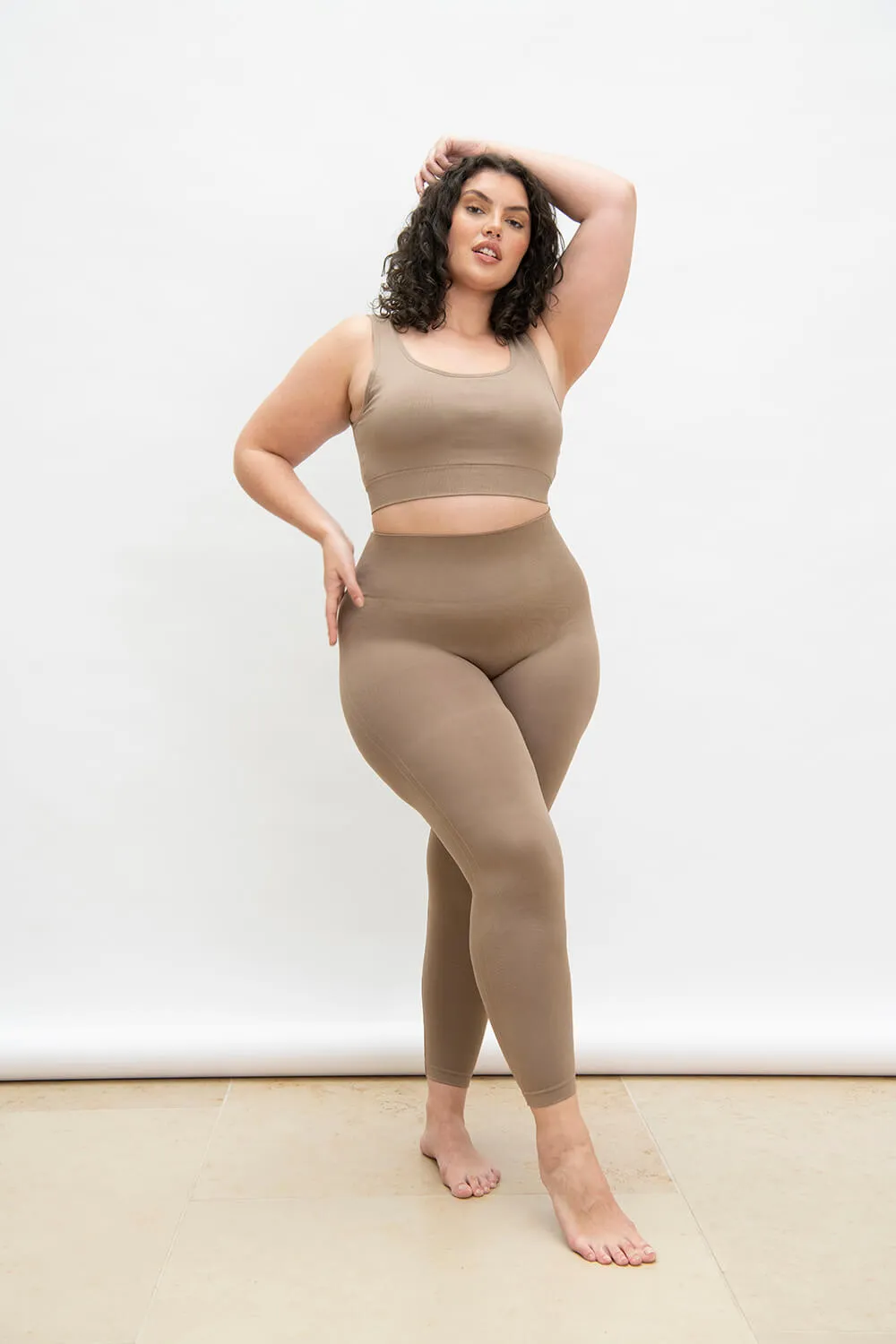 Curve Ultimate High Waisted Seamless Leggings - Oatmeal Beige sold by LOVALL