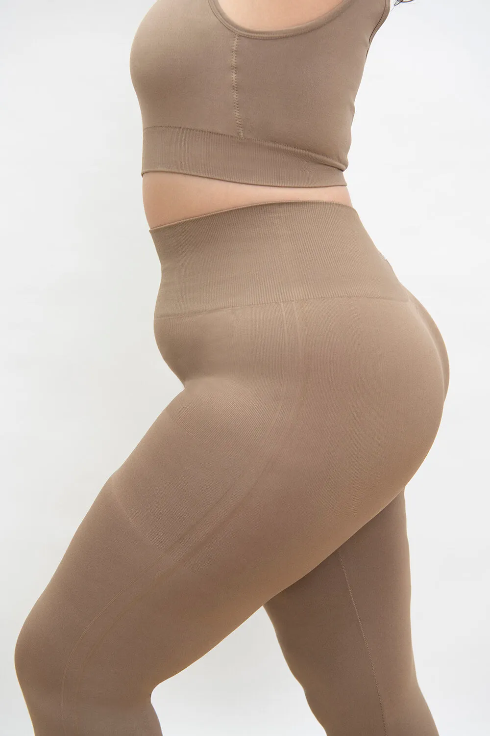 Curve Ultimate High Waisted Seamless Leggings - Oatmeal Beige sold by LOVALL product image thumbnail 4