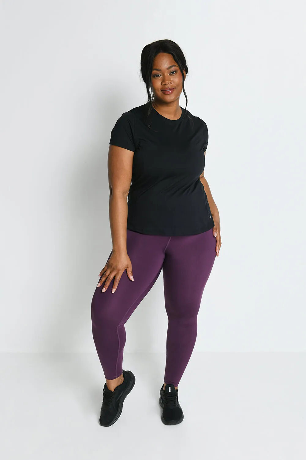 Curve Focus High Waisted Sports Leggings - Mulberry Plum sold by LOVALL