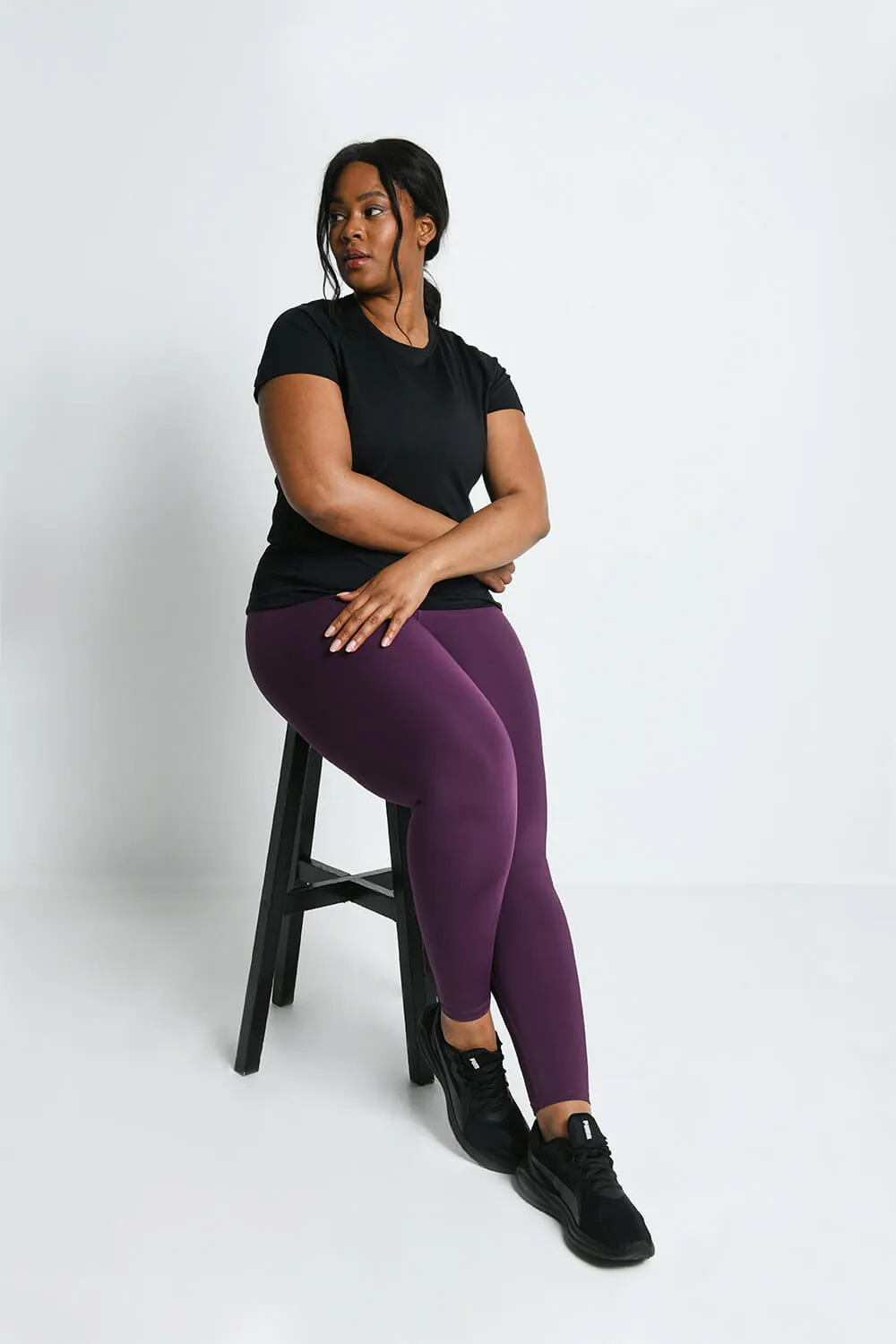 Curve Focus High Waisted Sports Leggings - Mulberry Plum sold by LOVALL product image thumbnail 5