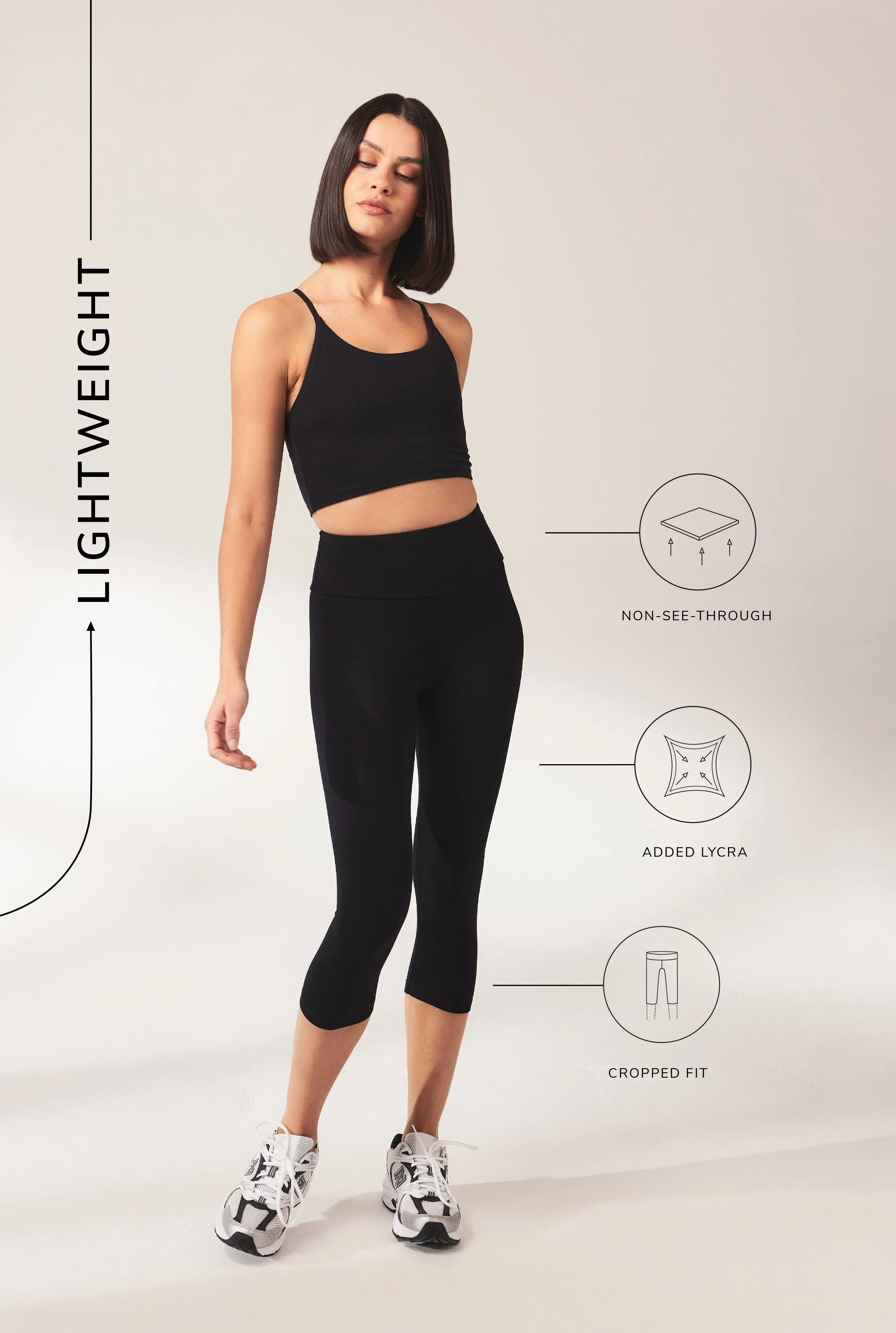 Cropped Lightweight Leggings - Black sold by LOVALL product image thumbnail 5