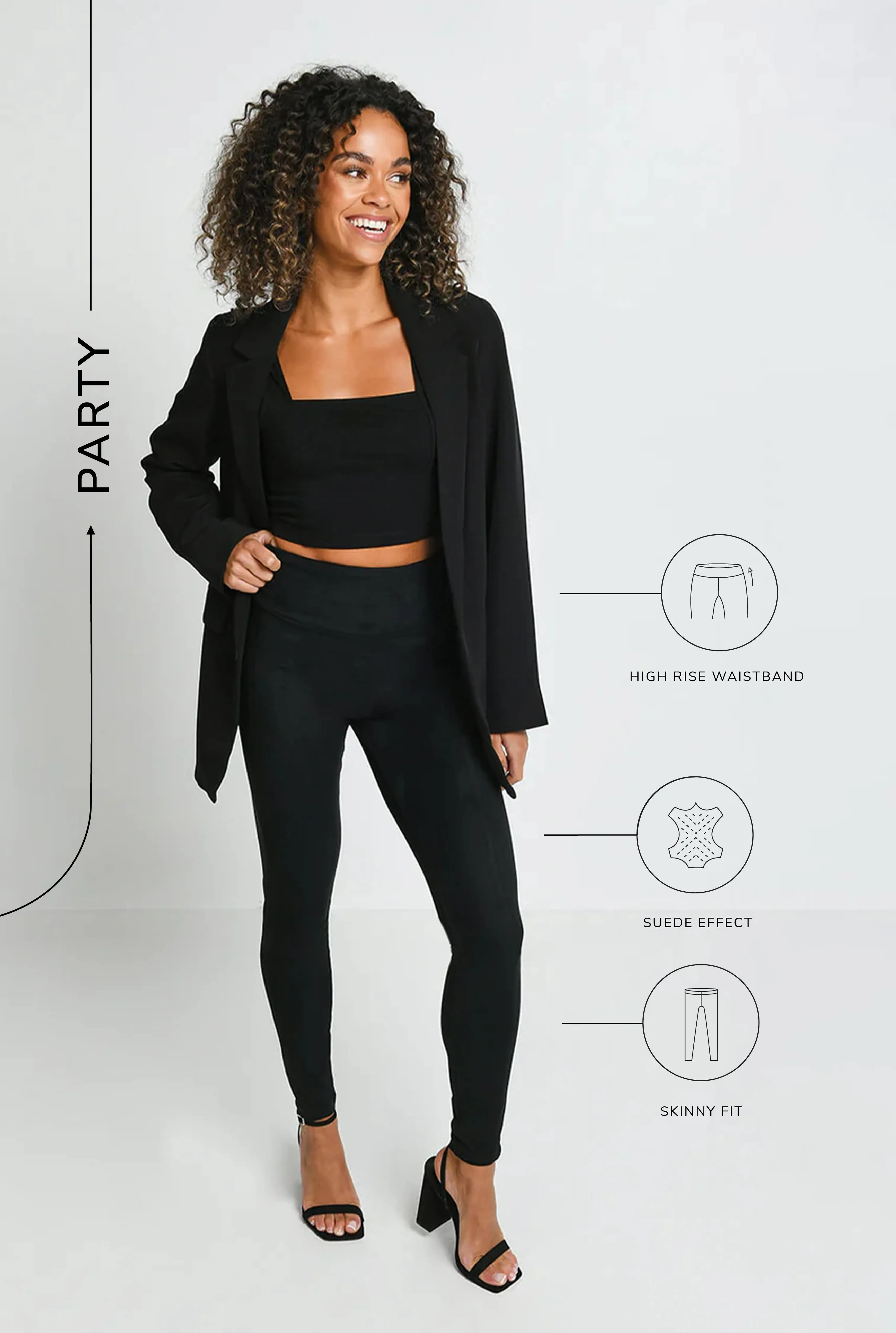 Suede Look Leggings - Black sold by LOVALL product image thumbnail 3